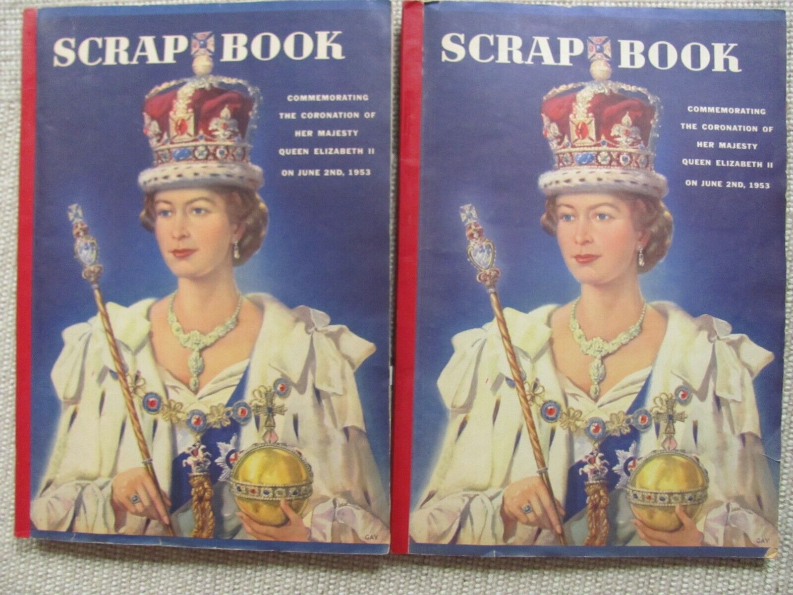 Lot of 2 1953 Queen Elizabeth Coronation Scrap Books Filled