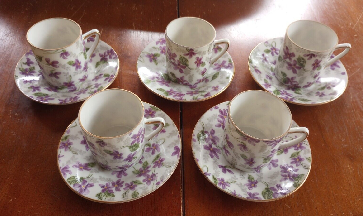 Vintage Inarco Japanese Demitasse Tea Set for 5 (E-5872) - Small Cups w/ Saucers