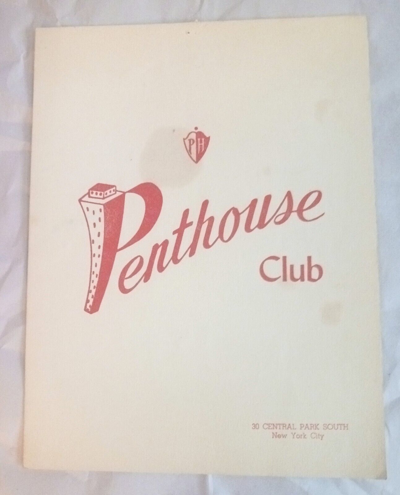 Penthouse Club Vintage 1959 Menu Central Park South New York City