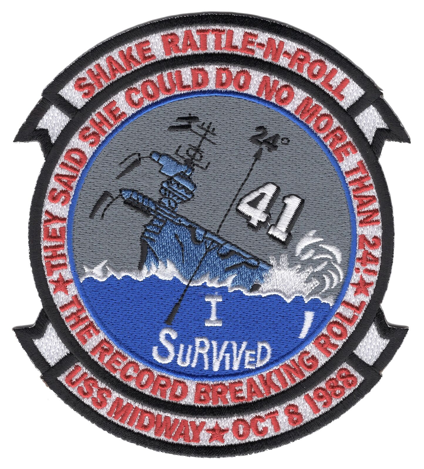 CV-41 USS Midway Patch Survived 24 Degree Roll