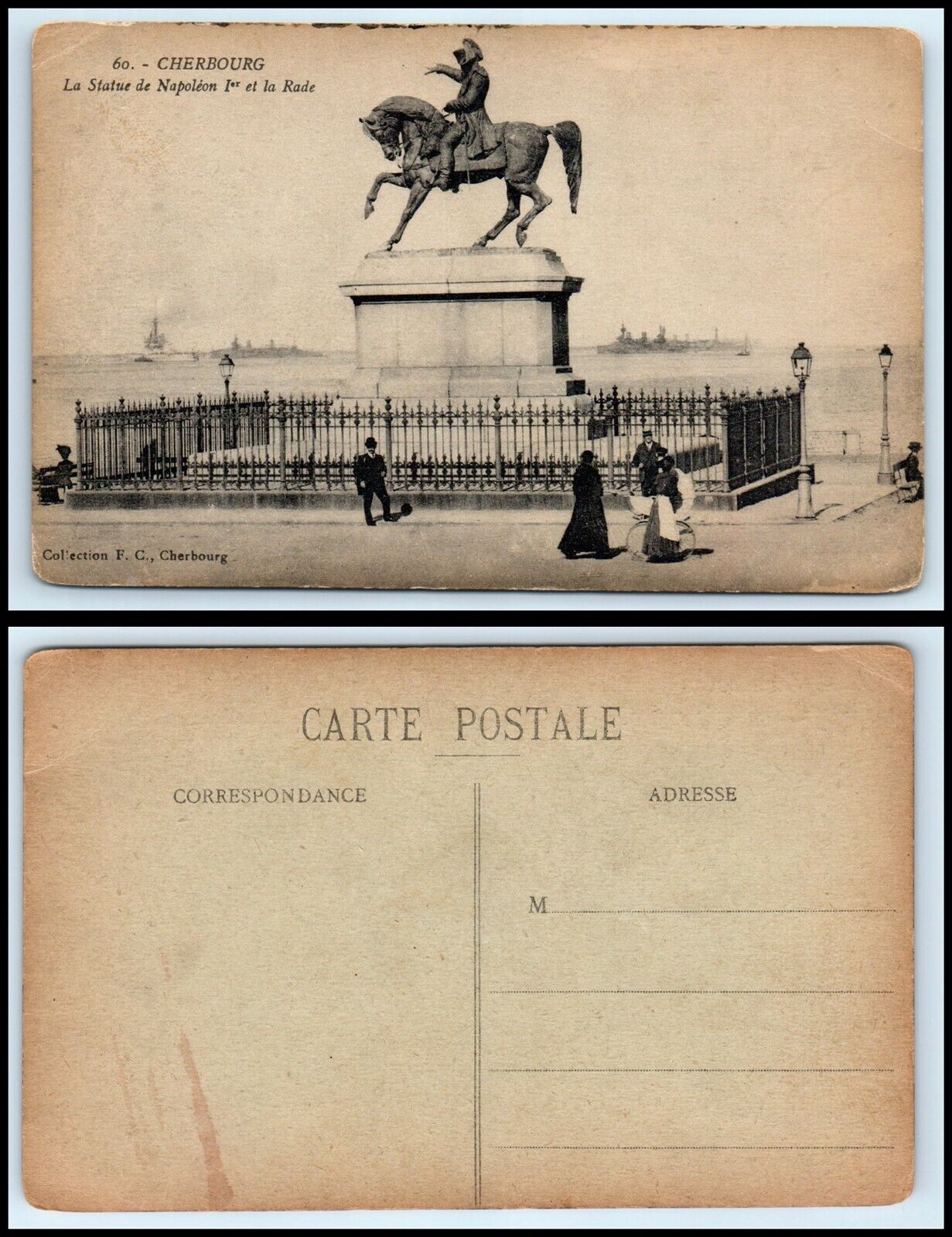 FRANCE Postcard - Cherbourg, Cherbourg, Statue de Napoleon 1st \