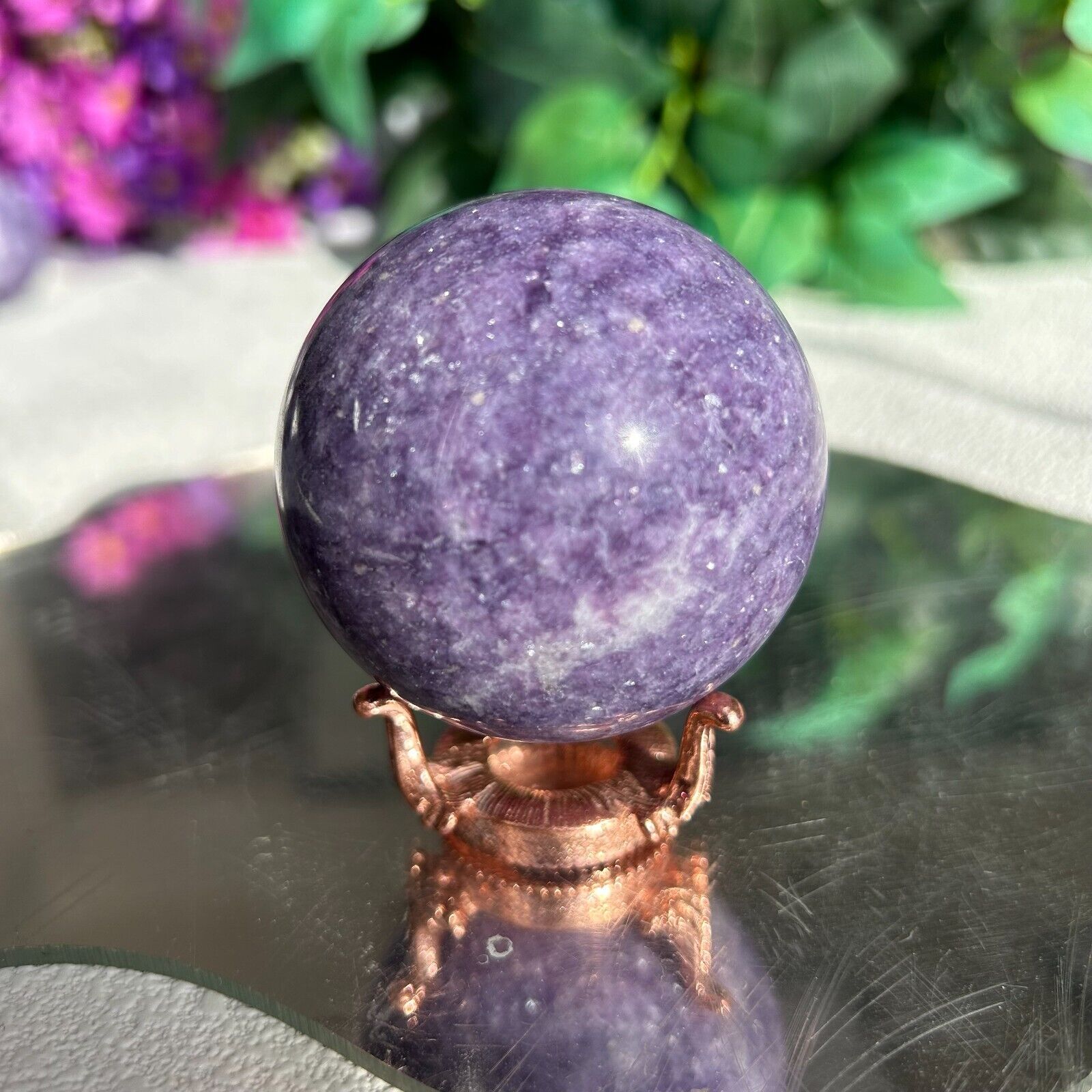 Natural lepidolite Purple mica Ball Quartz Crystal Sphere Home Decor