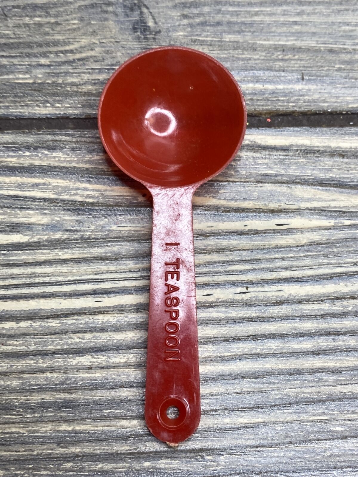 Vintage Argo Plastic Red 1 Teaspoon Measuring Spoon 2.5”