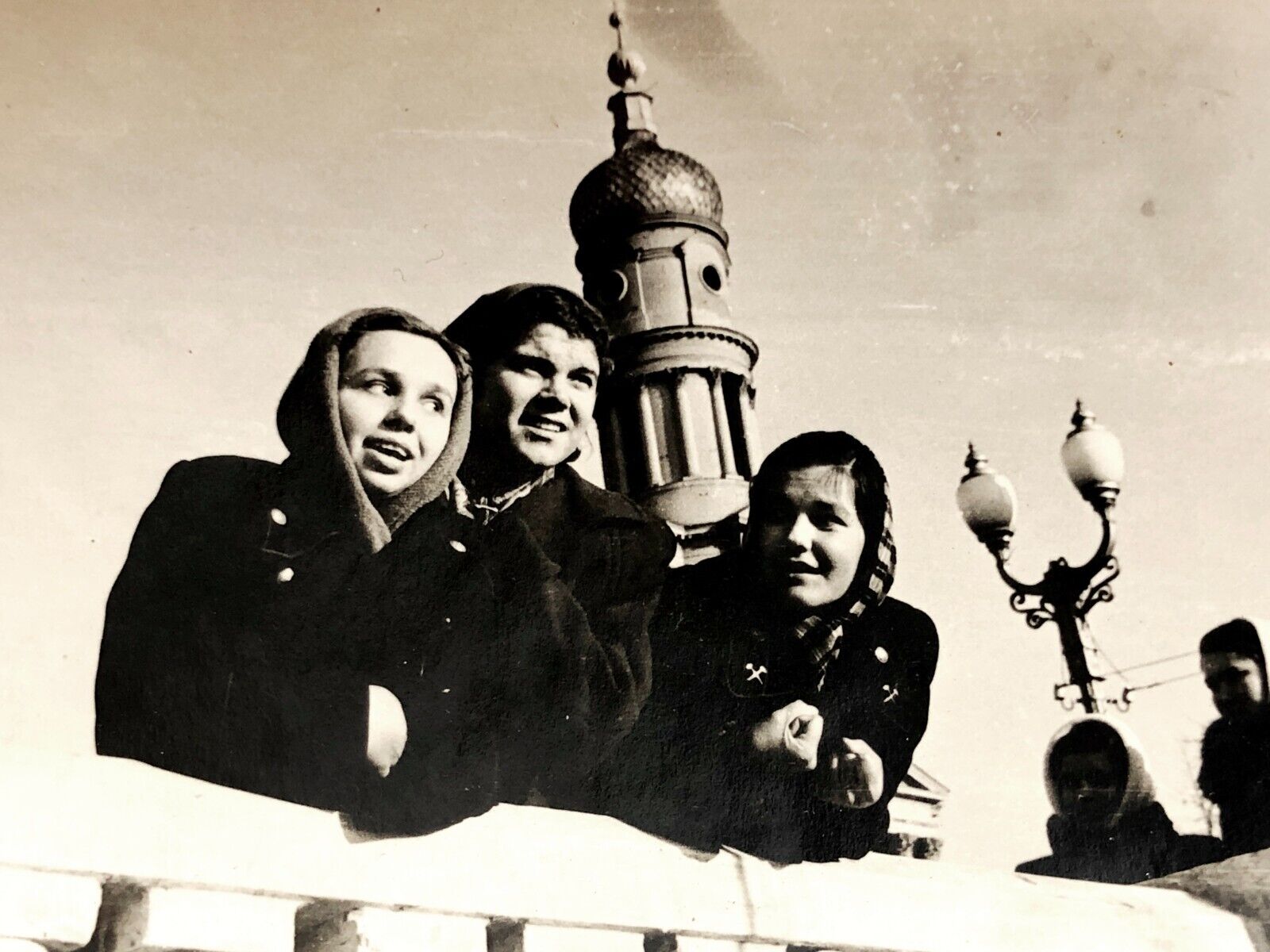 1955 Vintage Photo Church Ukraine Young Girls Lovers Portrait Snapshot