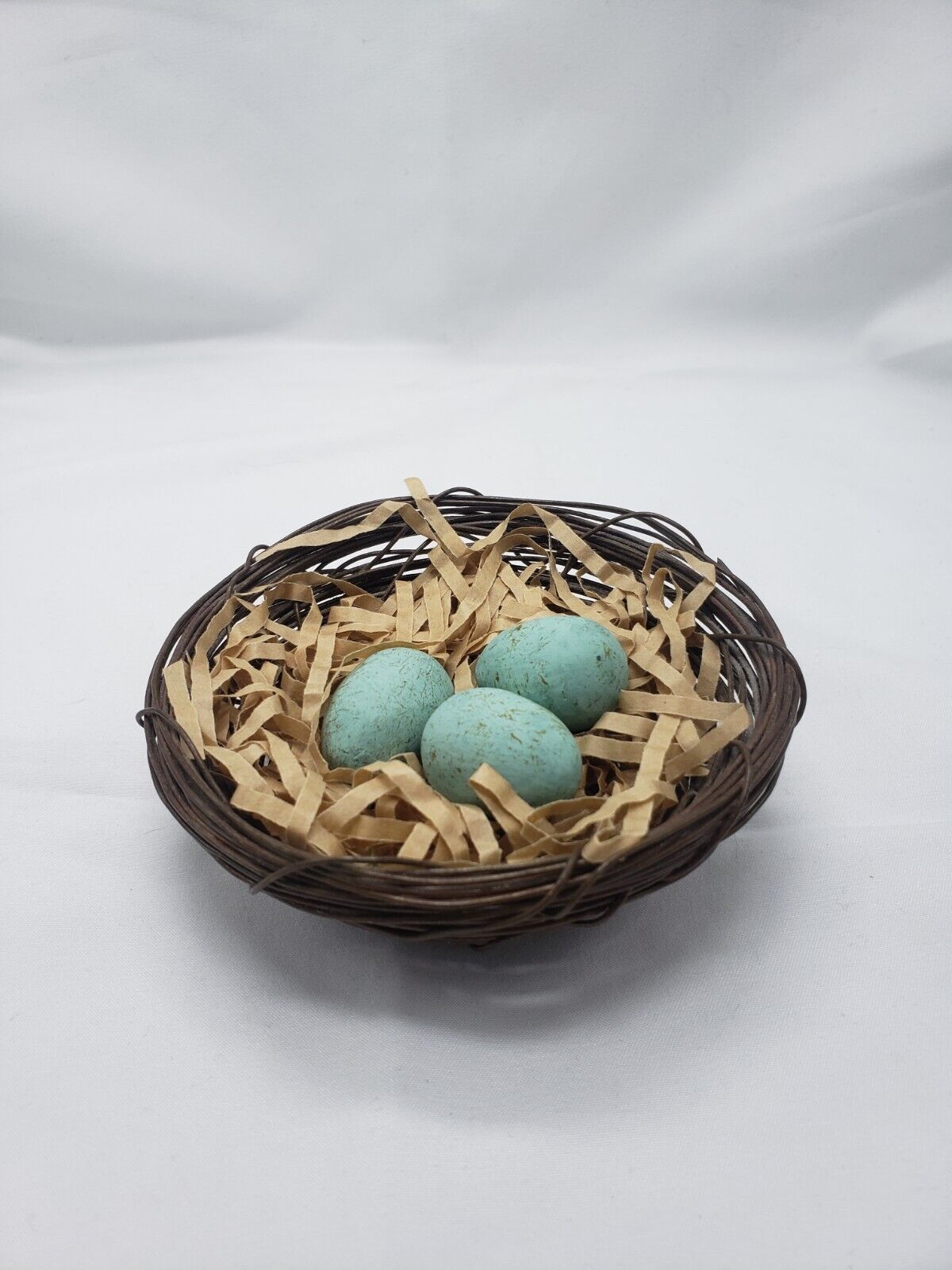 Decorative Wire Bird Nest With Blue Eggs