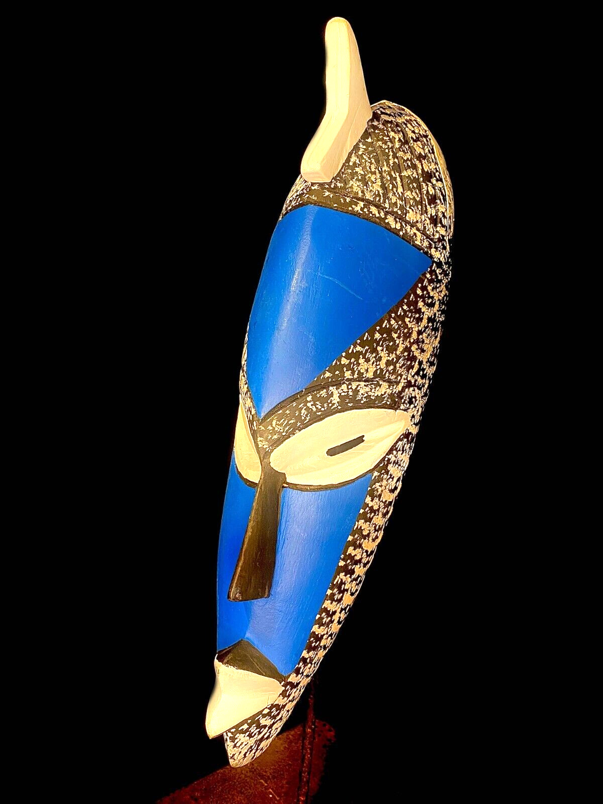 special handmade traditional African mask made of wood, blue and white-6117