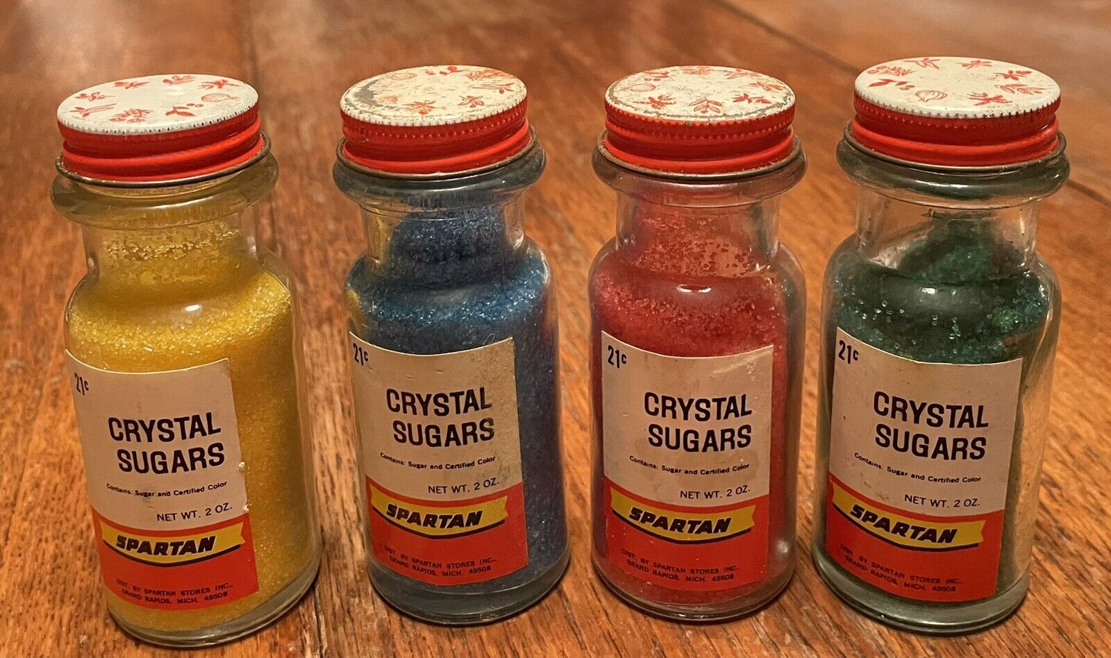 4 Vintage Spartan Brand Crystal Sugar Jars Nearly Full Glass Spice Containers