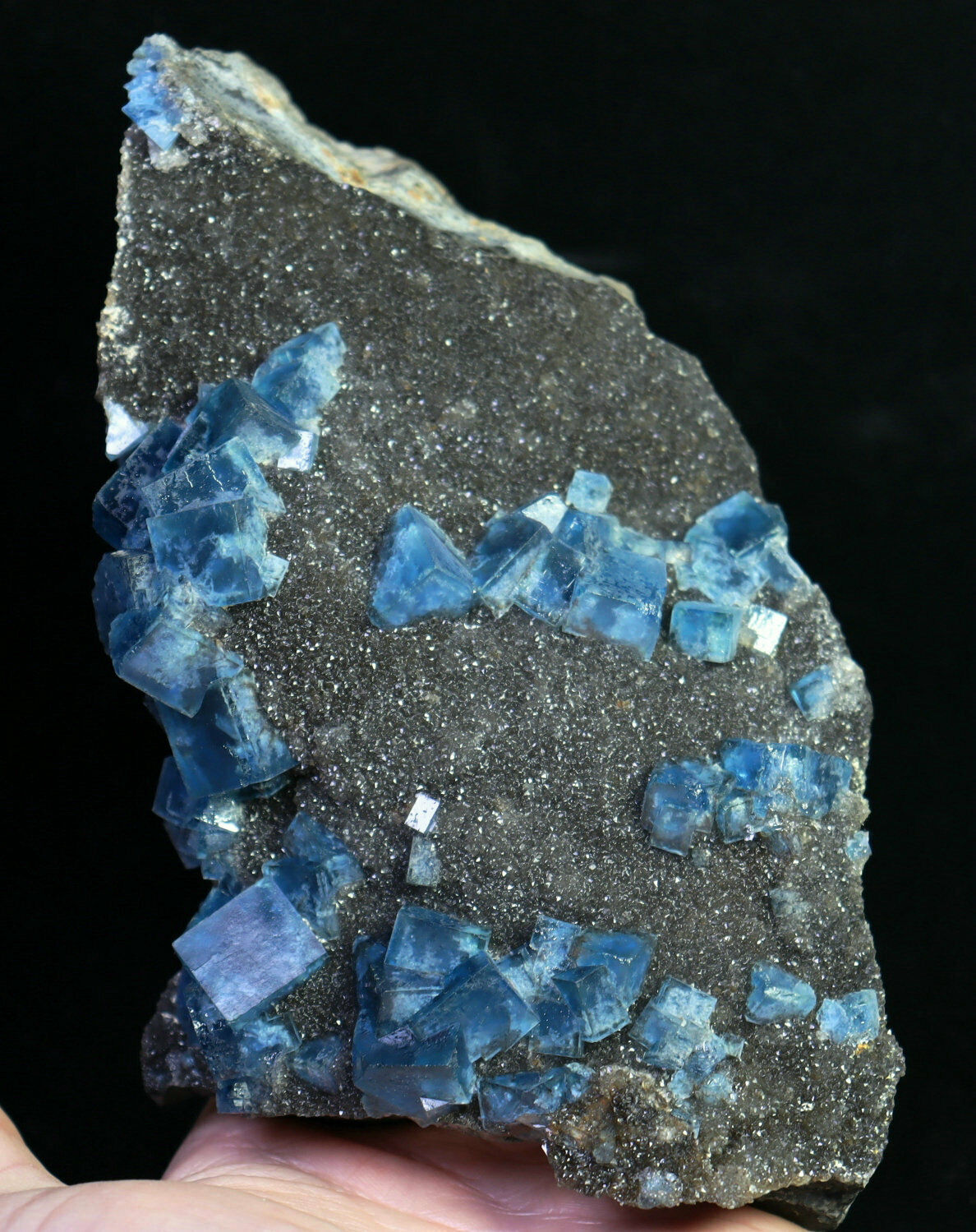 1.64lb Beauty Rare Blue Cube Fluorite Crystal Mineral Specimen/China