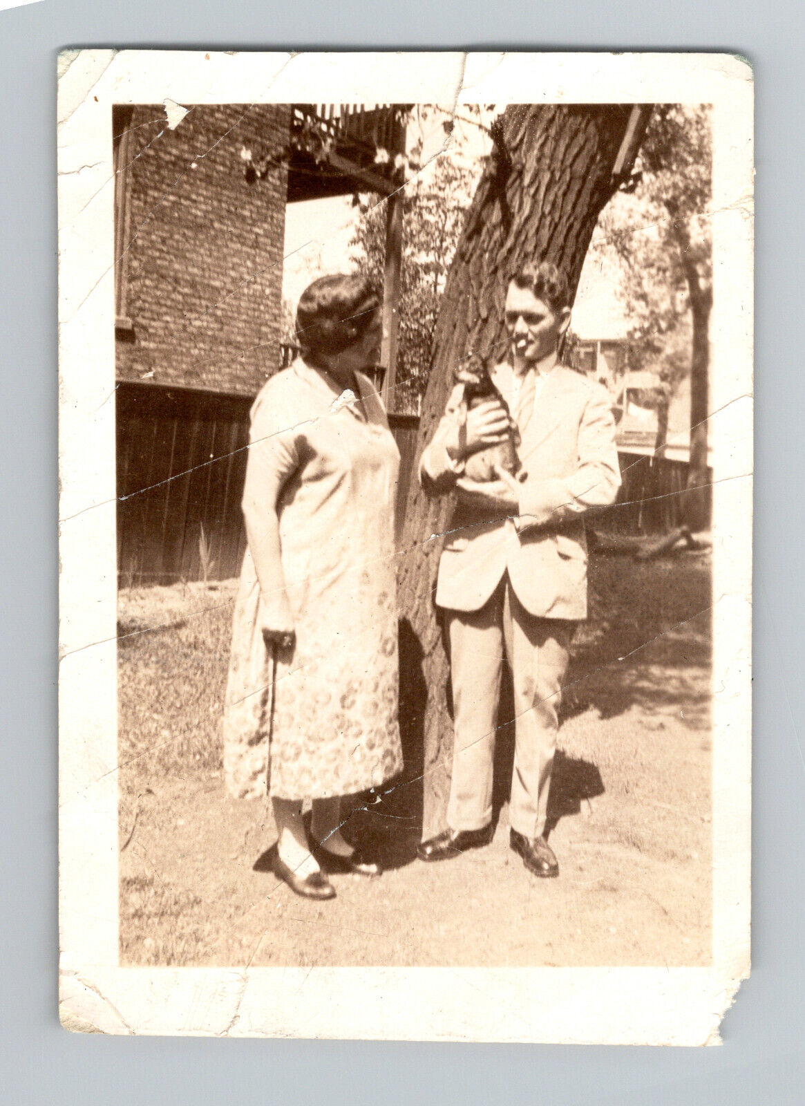 Vintage Snapshot with Handwritten Note, Candid Family Moment, 3 5/8\
