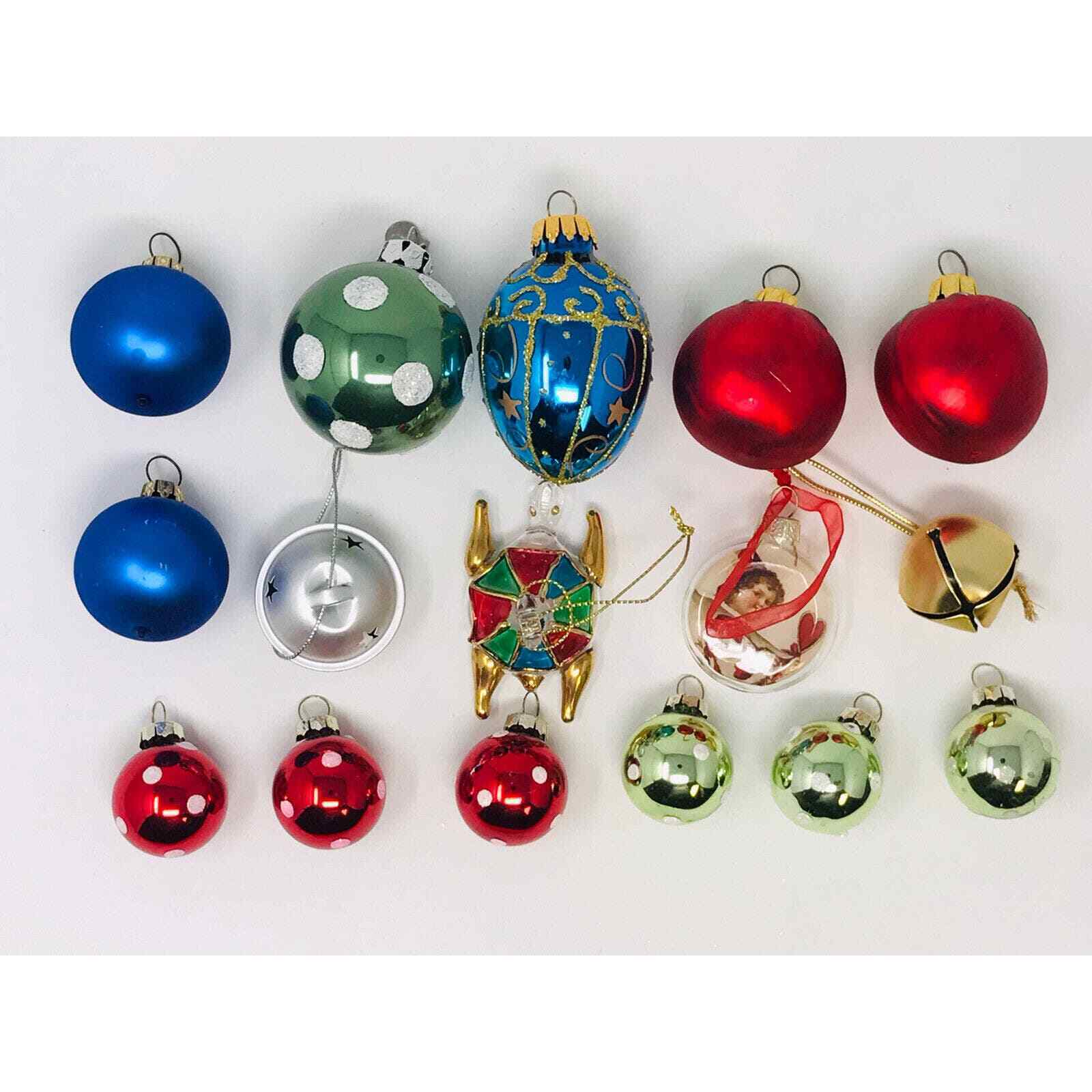 Miniature Blown Glass Balls Jingle Bells Christmas Tree Ornaments Lot 16