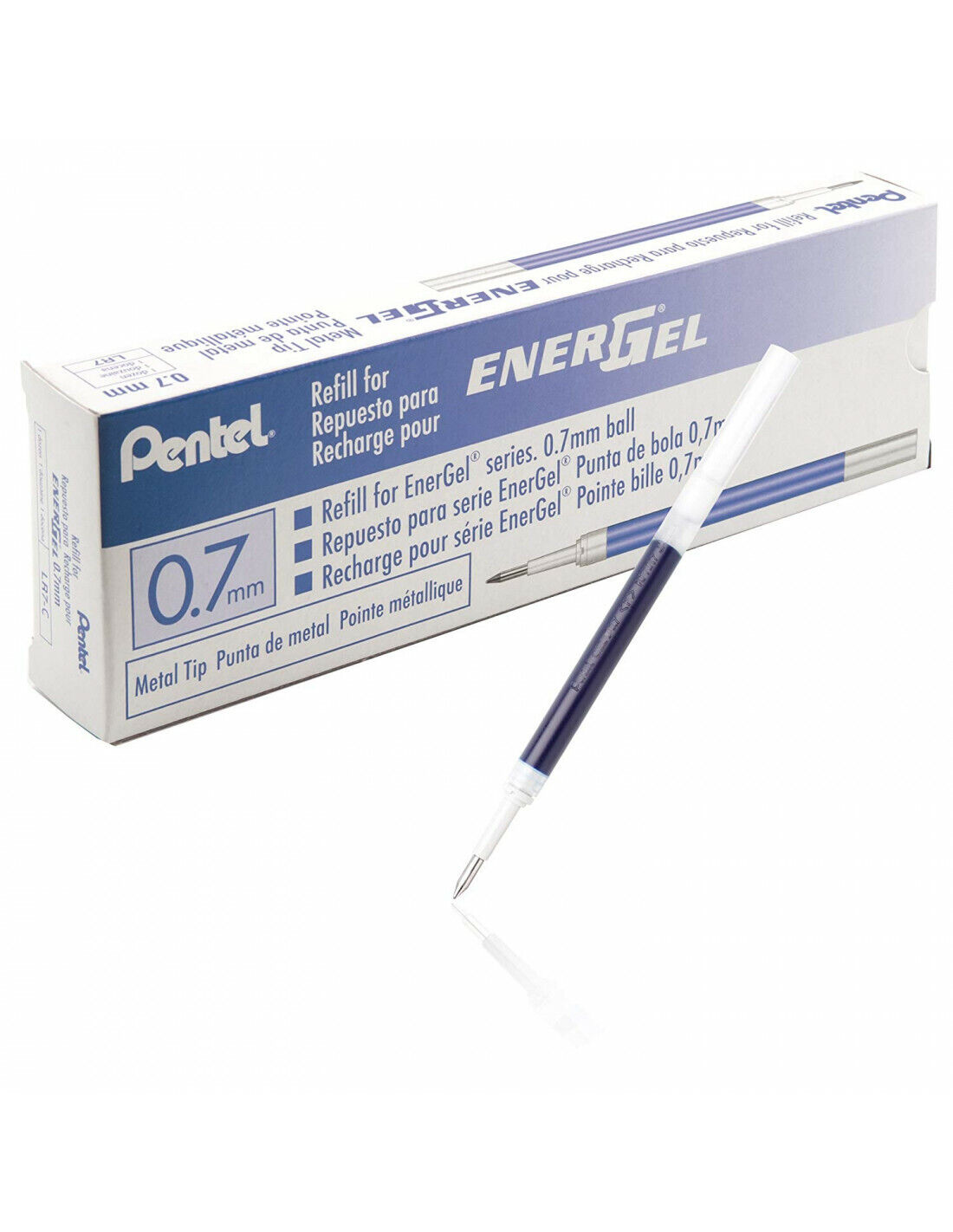 10 X Pentel LR7 Roller Refill for EnerGel Gel Pen 0.7mm Metal Tip - Blue Ink