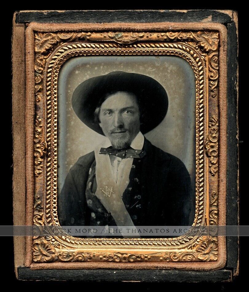 1850s 1860s Ambrotype Photo Masonic Lodge Grand Master Possibly California