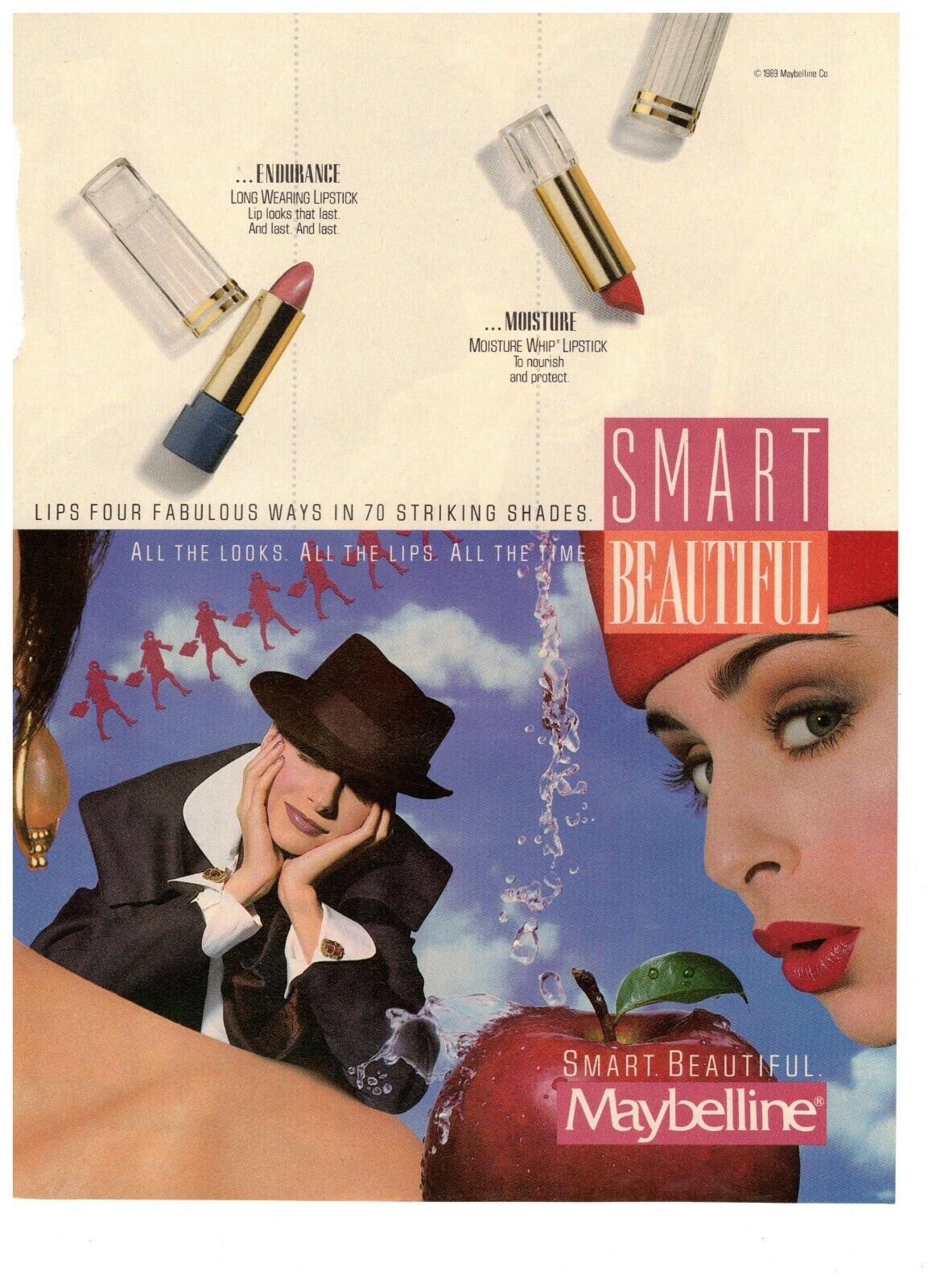 1989 Maybelline Smart Beautiful Lipstick Vintage Print Advertisement
