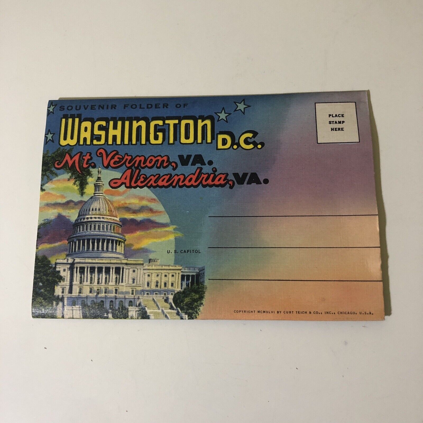 VTG Washington DC Postcard Collection Folded Mt Vernon VA Tourist Ephemera