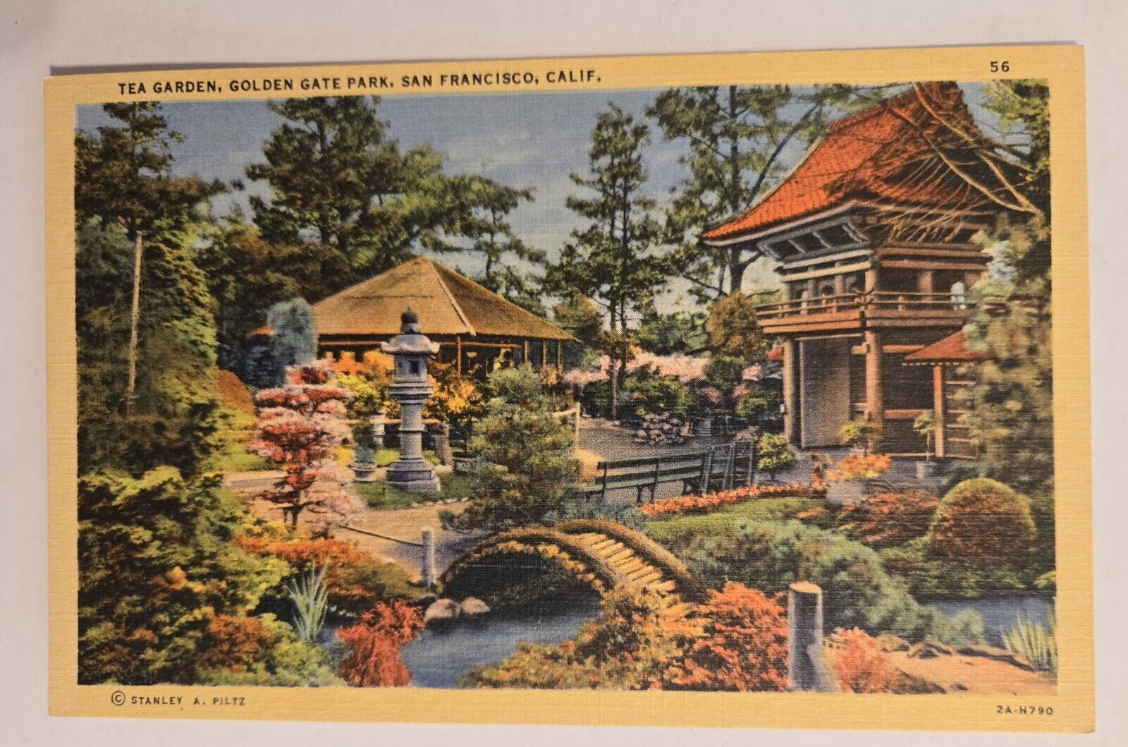 Unused Japanese Tea Garden Golden Gate Park San Francisco CA Linen Postcard F-5 