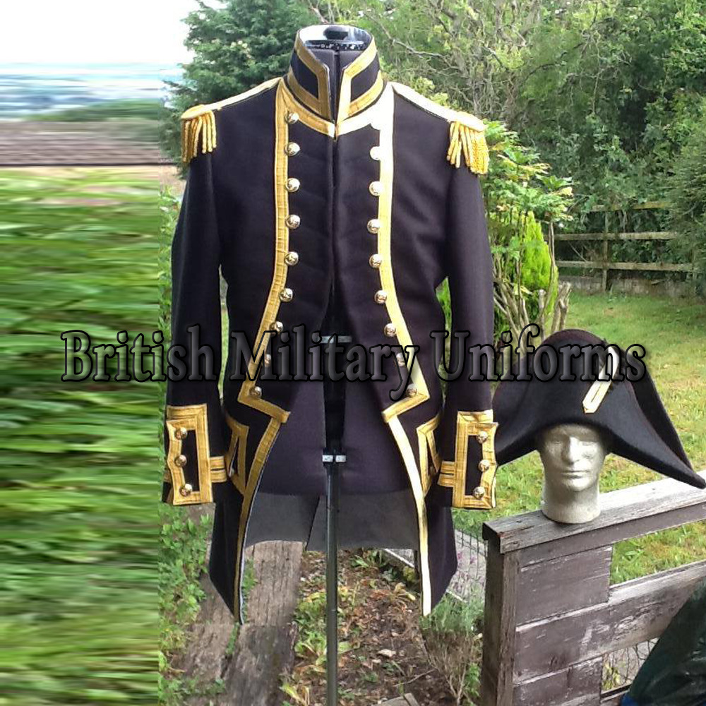New Napoleonic Naval Captains British Navy Blue Wool Only Coat Fatima Industries