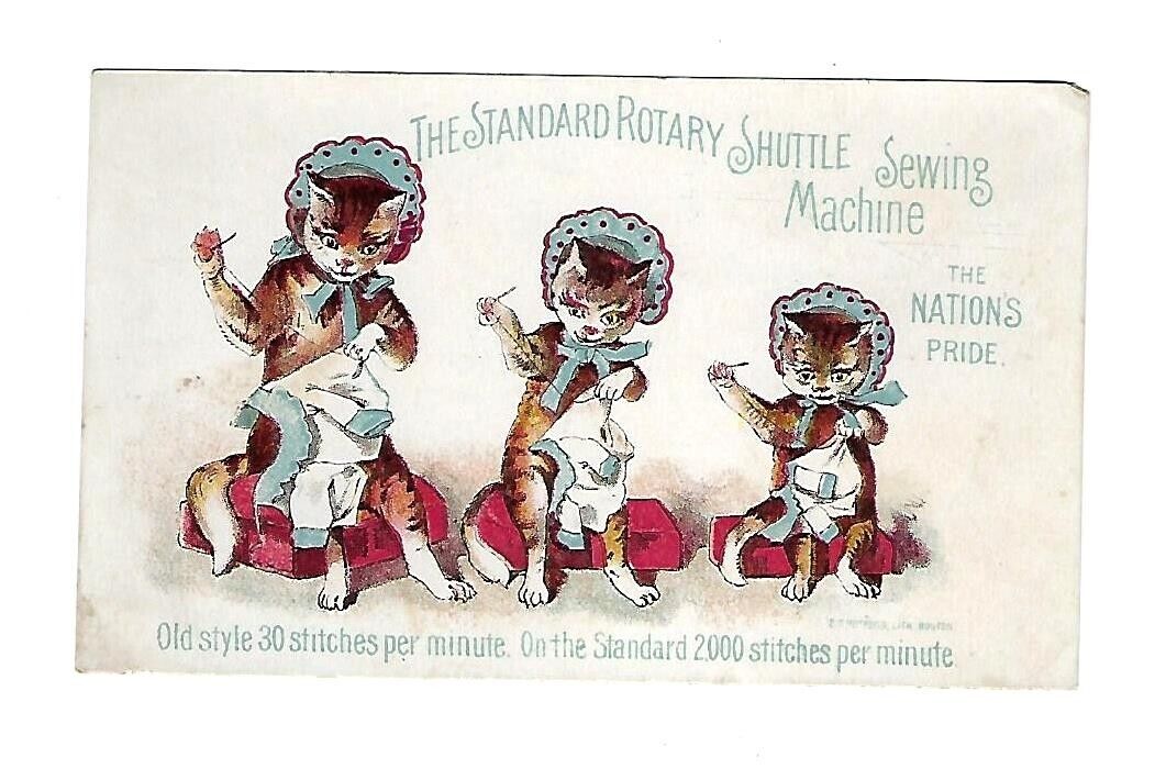 c1880's Victorian Trade Card Standard Sewing Machine Fantasy Cats