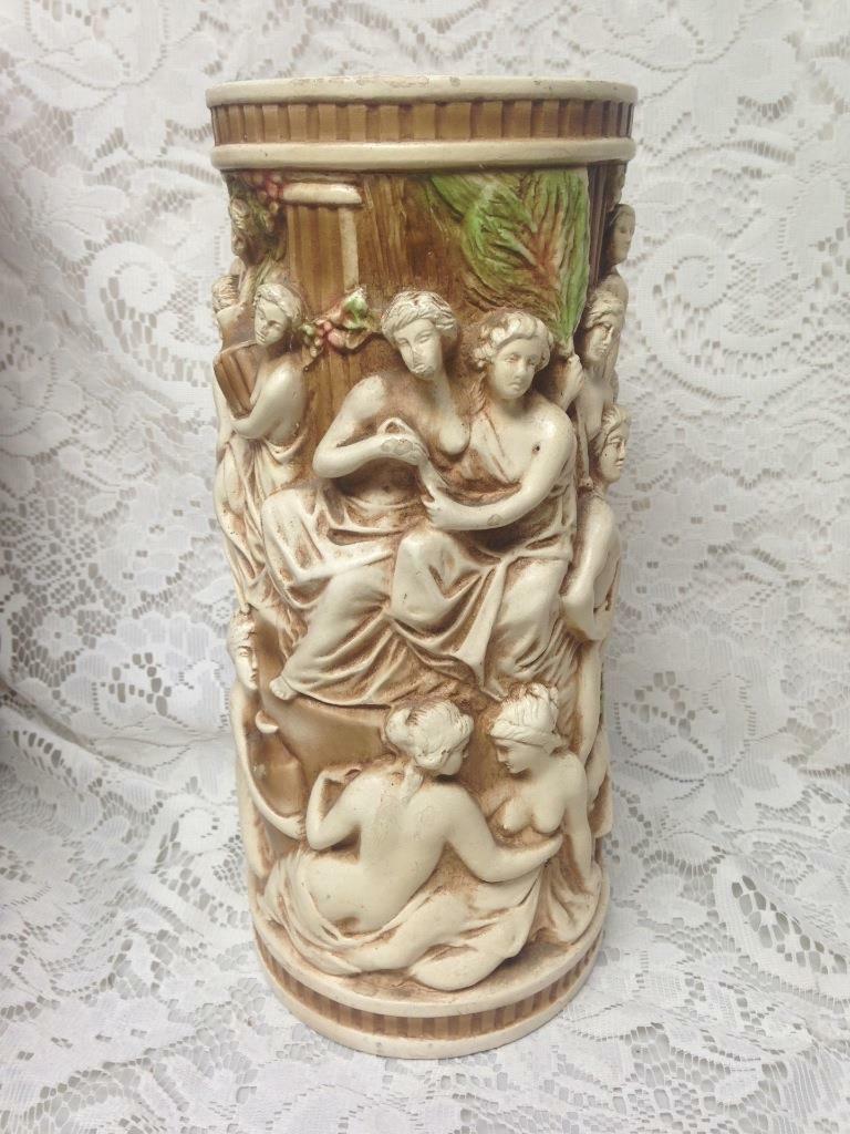 Vintage,  Rare, Allegorical Tall Vase 11in x 5in
