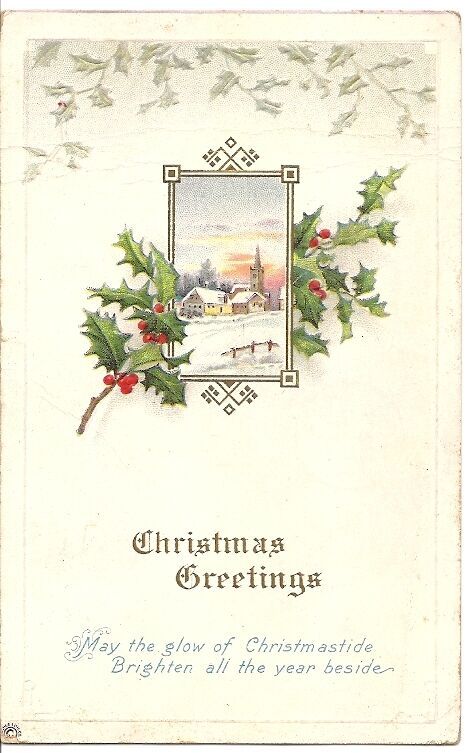 Original Vintage PC- 1921 Christmas Seal Stamp- Christmas Greetings- 1907-1915