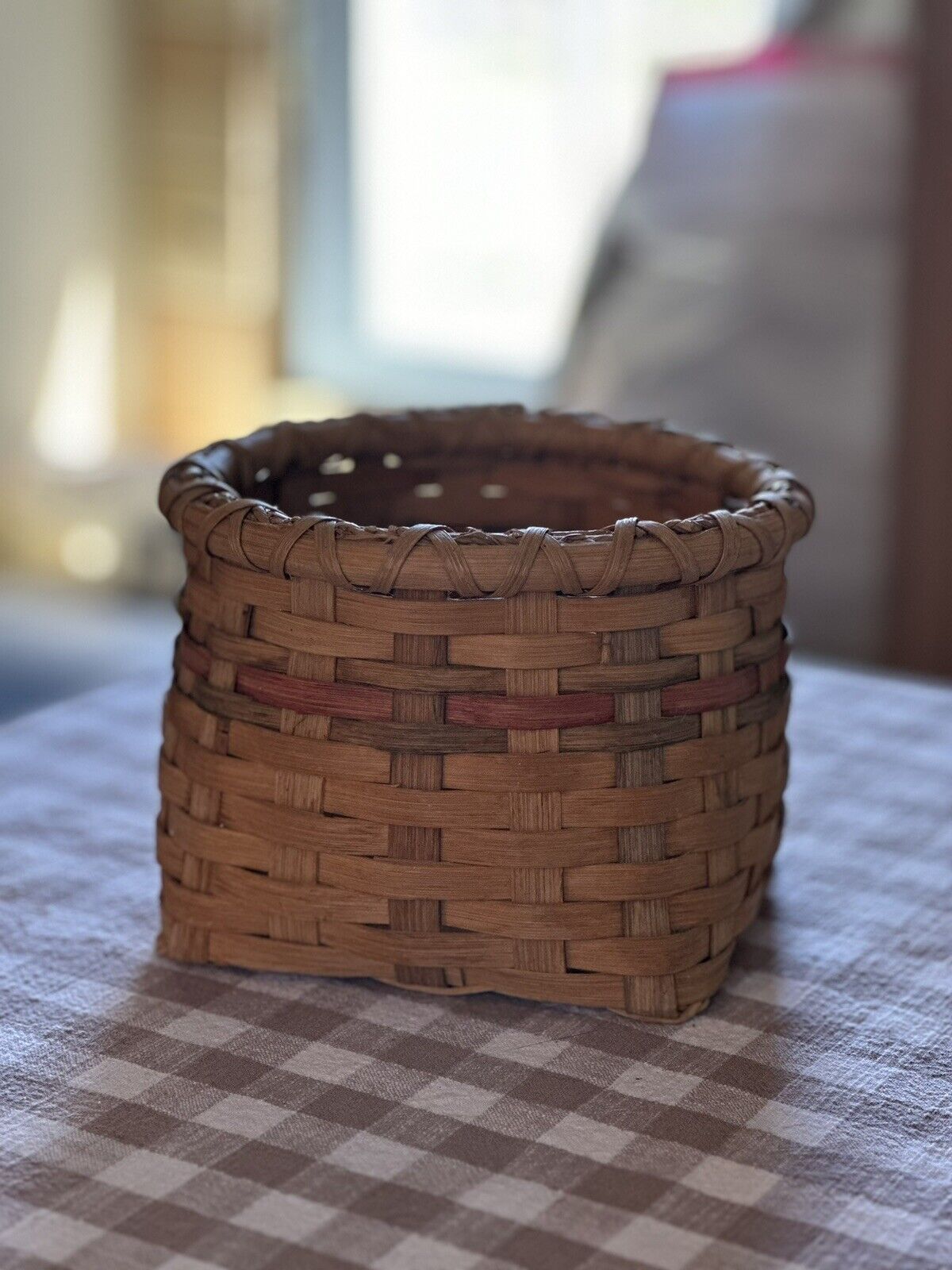 Vintage handmade woven basket
