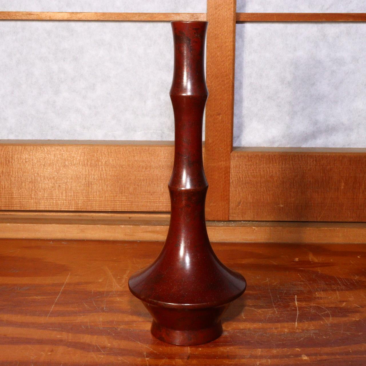 Japanese copper Flower Vase Nakajima Yasumi signed Bronze BV475