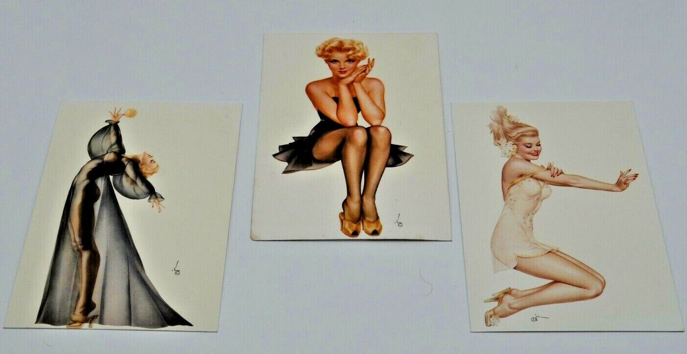 Lot 3 Vintage Varga Pin Up Girl Post Cards 1995 Prints from 1942 4\