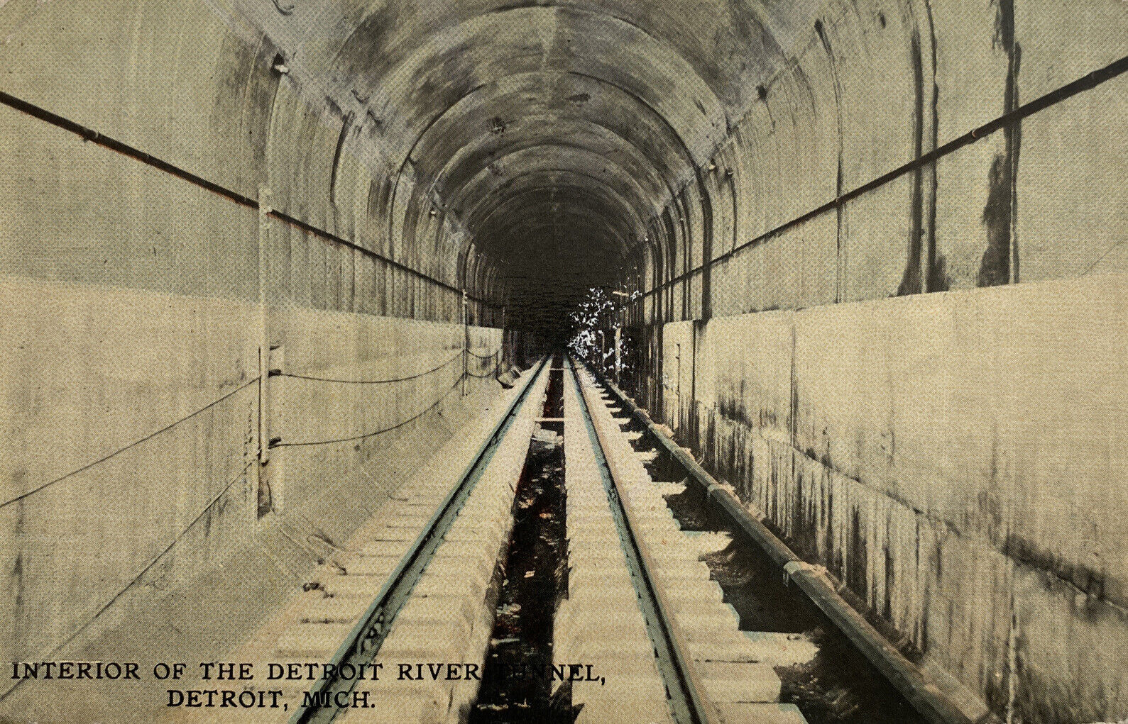 1911 Interior of the Detroit River Tunnel Detroit Michigan MI Postcard