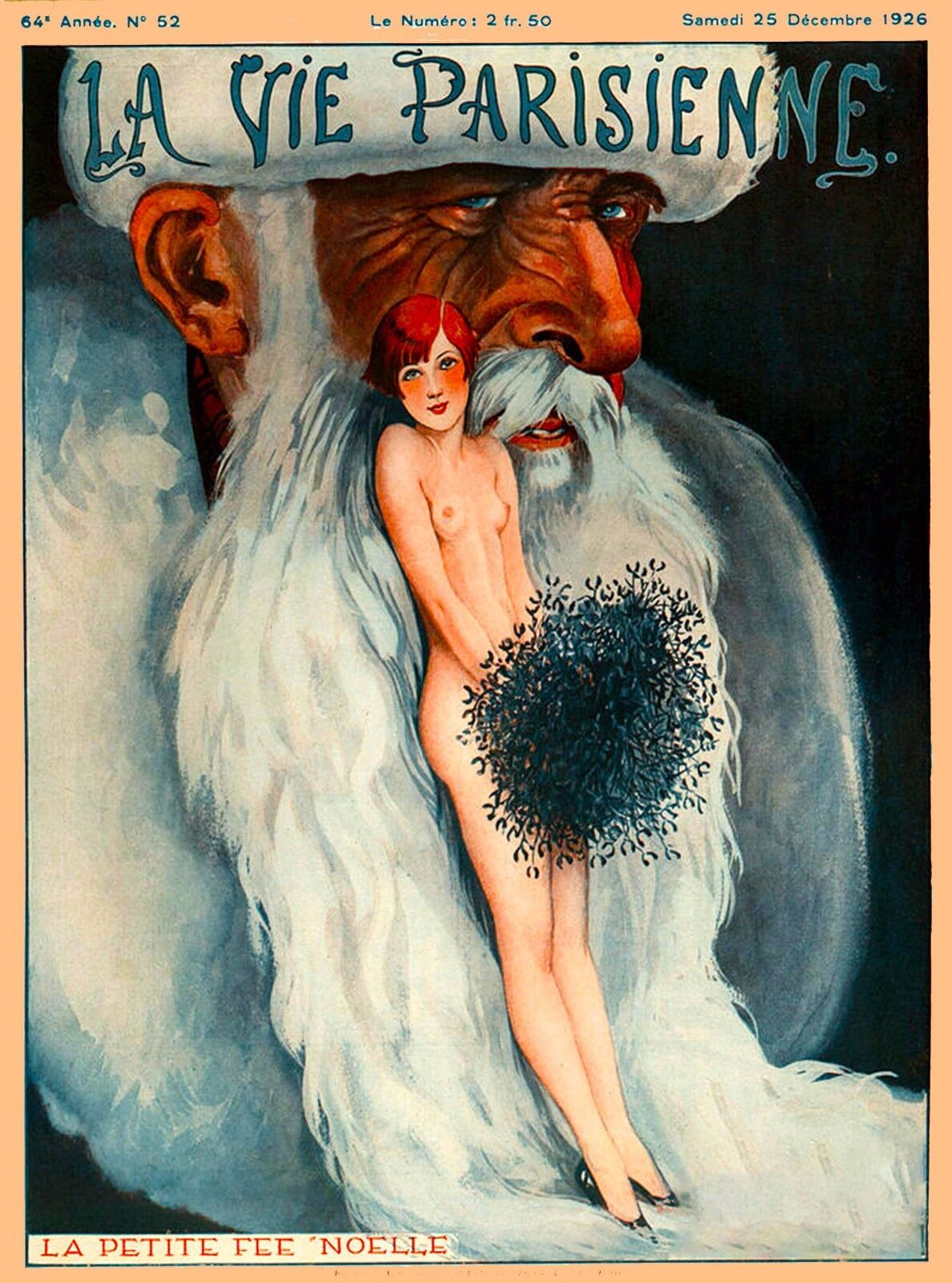 1920's La Vie Parisienne French Bearded Man France Travel Advertisement Poster