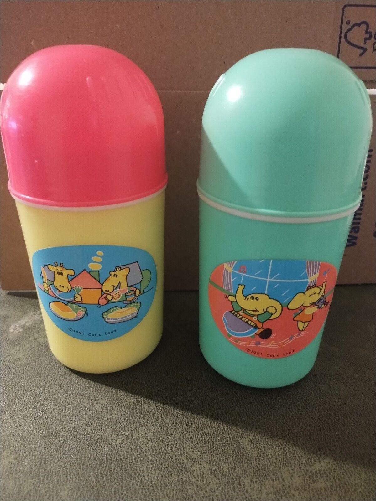 Lot of 2 Vintage 1991 Cutie Land Thermoses