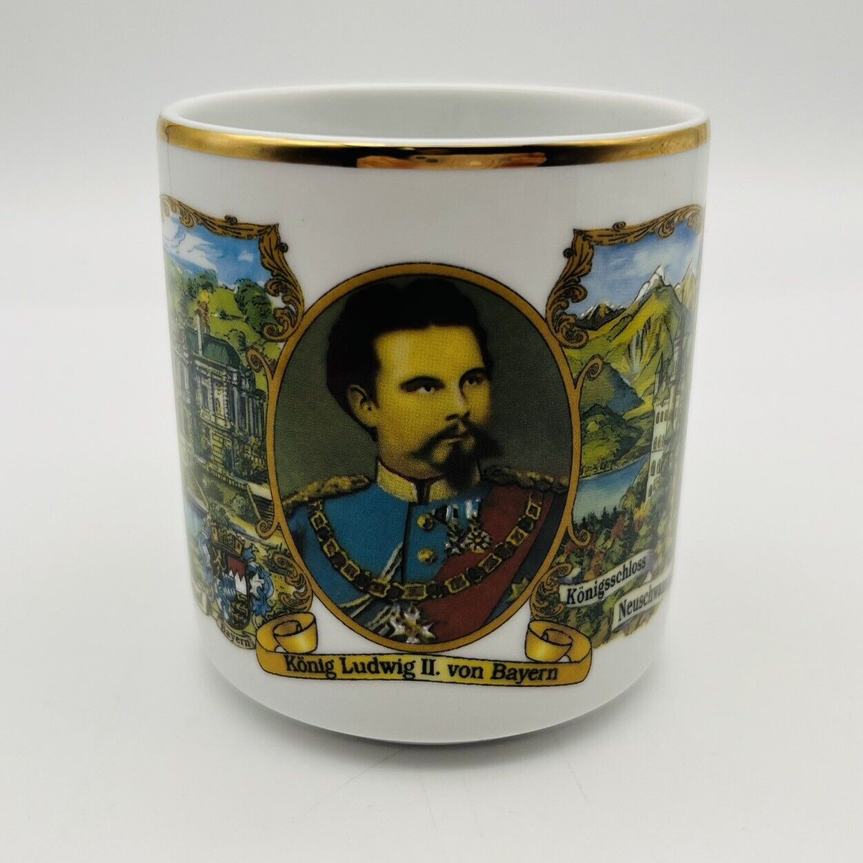 König Ludwig II Von Bayern Kaffeetasse Coffee Mug Bavaria Souvenir Gold Trim