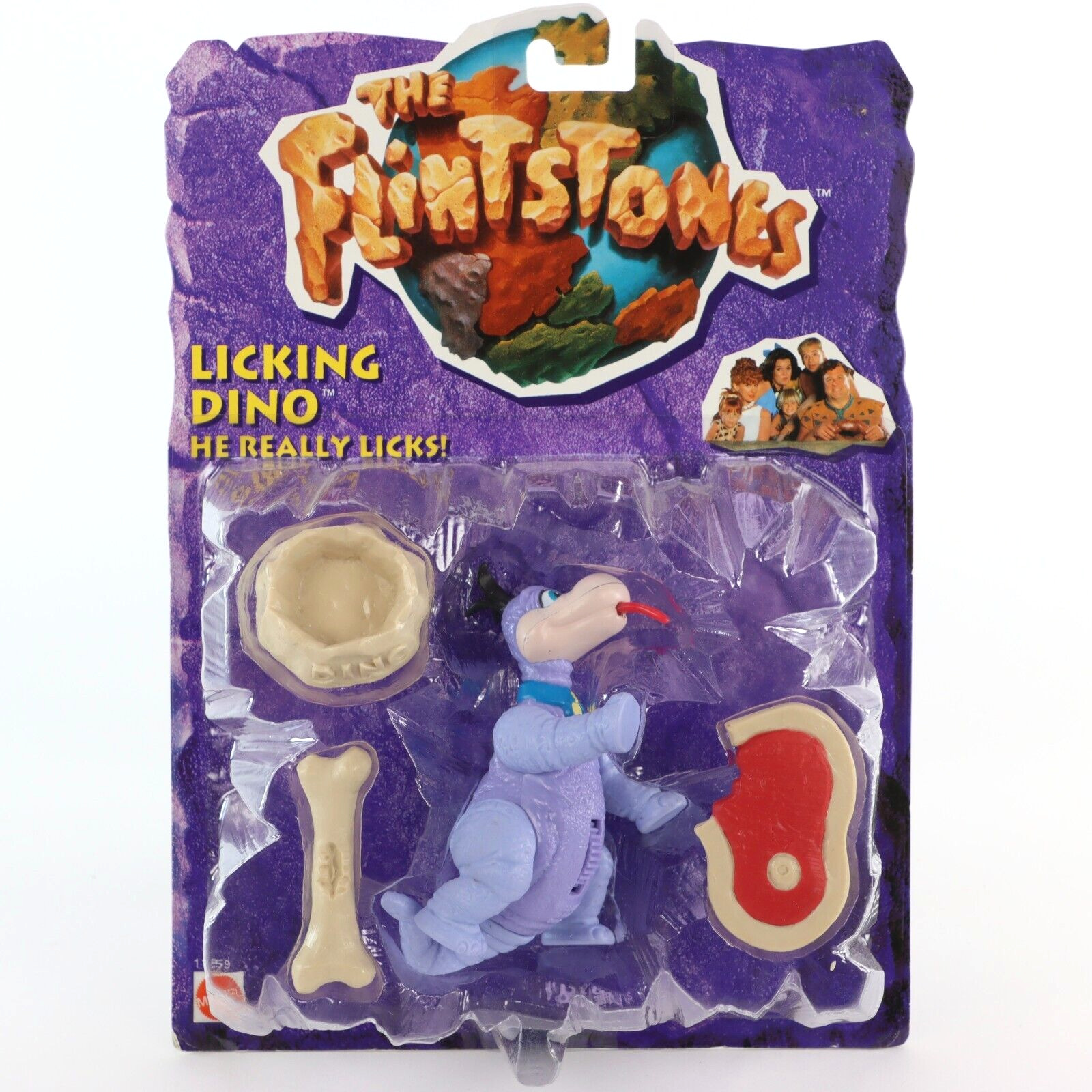 The Flintstones Licking Dino Figure Bone Dish Steak Mattel Vintage 1993 Sealed