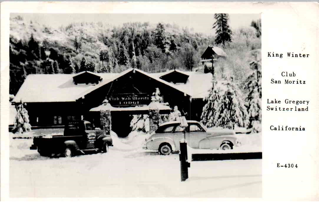 RPPC - Crestline, California - King Winter Club San Moritz - in 1949