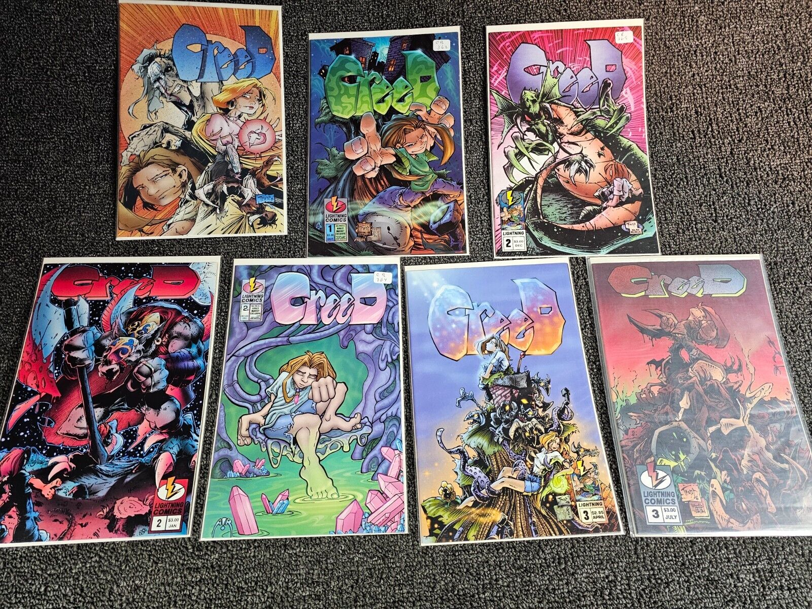 Lightning Comics CREED Comic Book Lot (2 #1 Var, 3 #2 Var, 2 #3 Var)