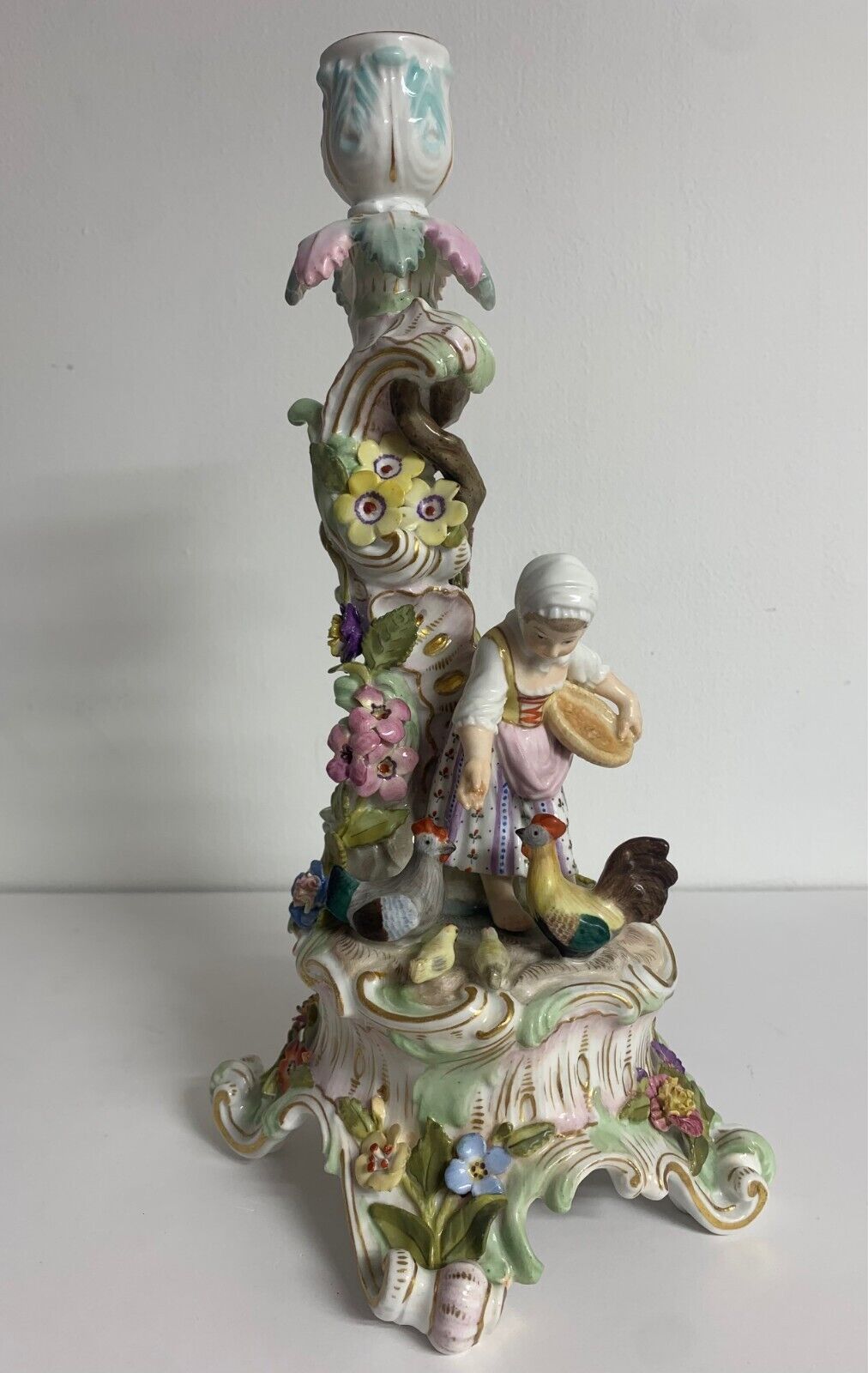 Antique Meissen porcelain candle holder, Carl Thieme(1816-1884), German 