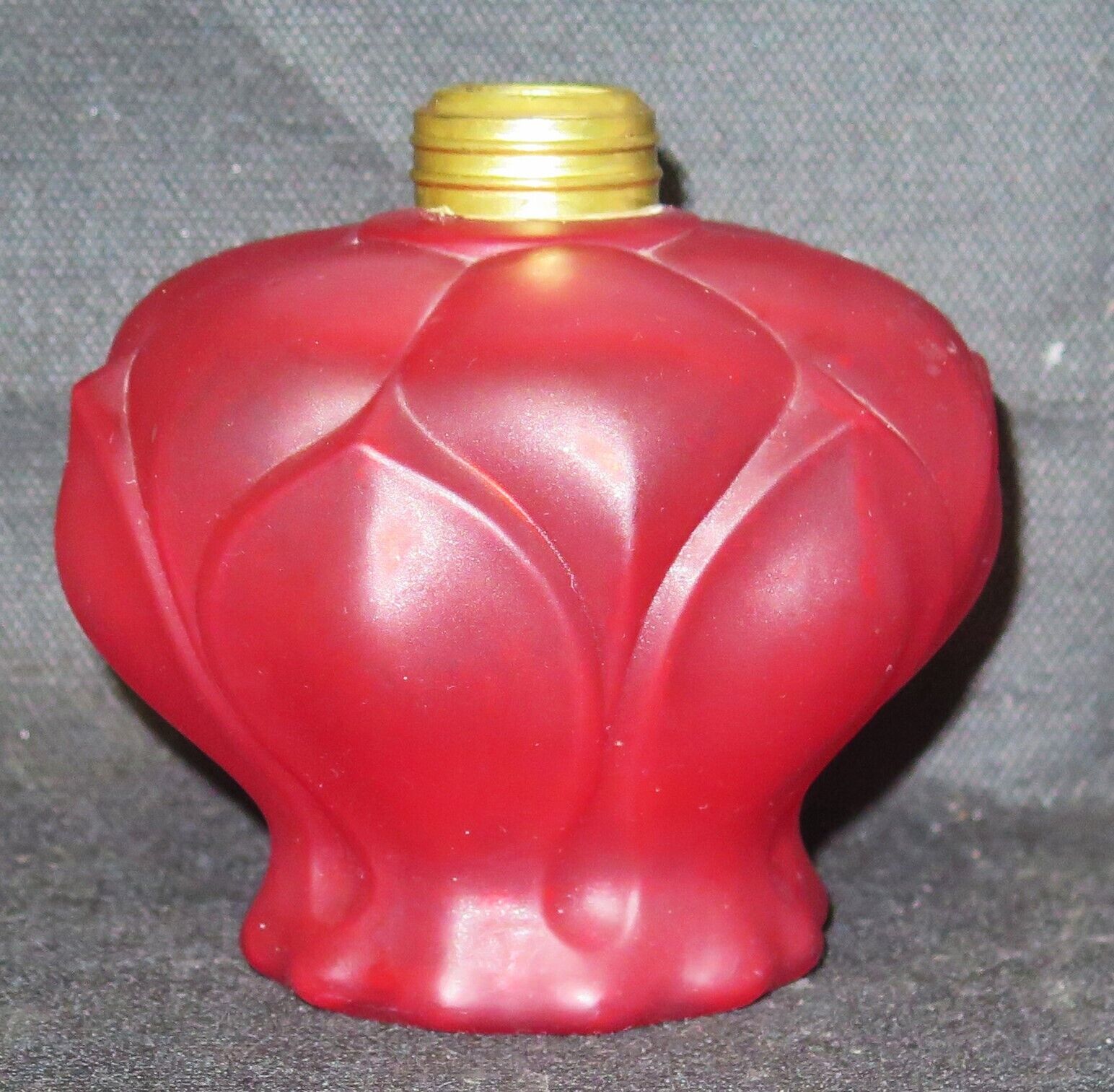 ITEM # 315  S 287 Cherry Color Tulip Art Glass Miniature  Antique Oil Lamp Base