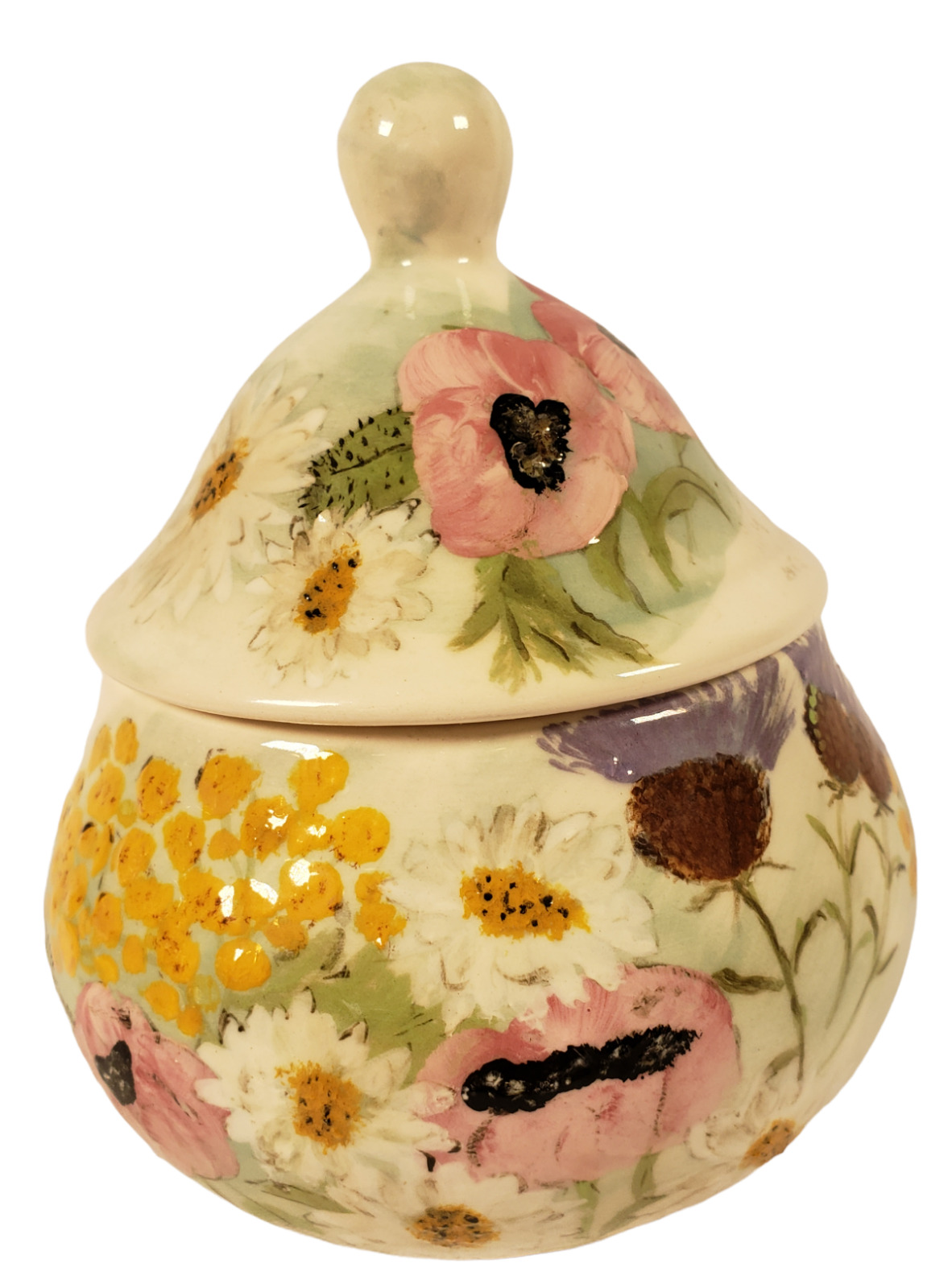 Vintage Hand Painted Vase Lidded Jar Ginger 6\