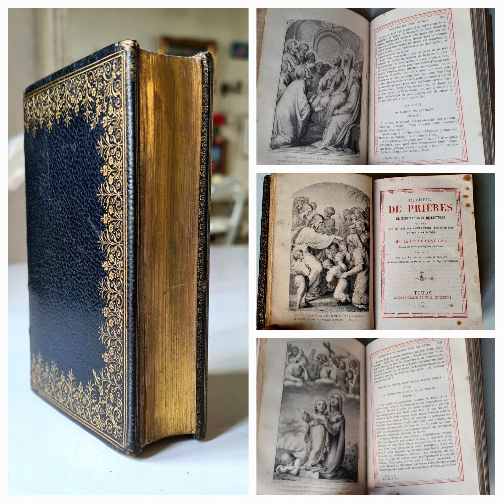 Old & rare illustrated French  prayerbook in beautiful binding - 1882