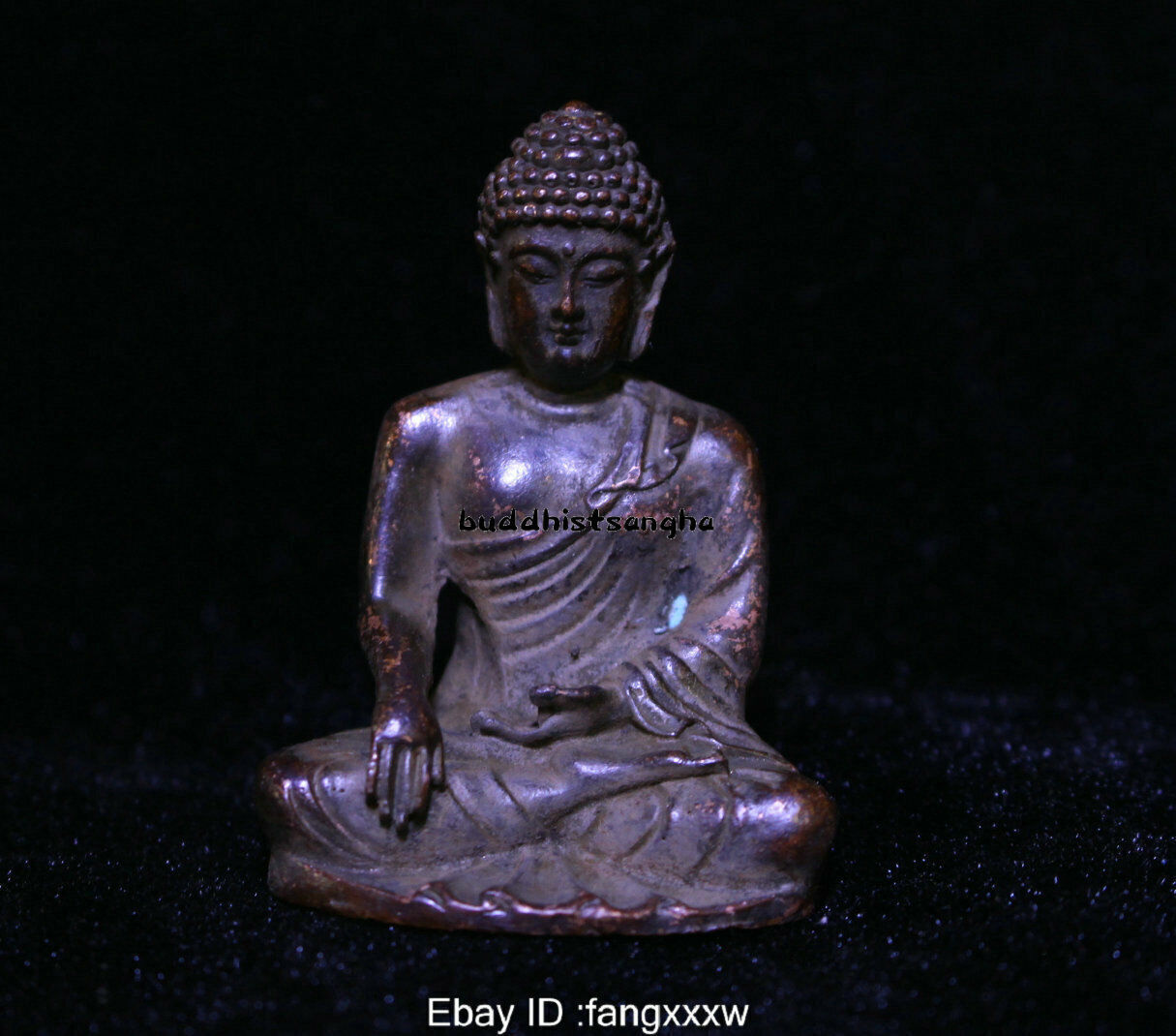 Old Tibet Buddhism Bronze Copper Seat lotus Shakyamuni Amitabha Buddha Statue 01