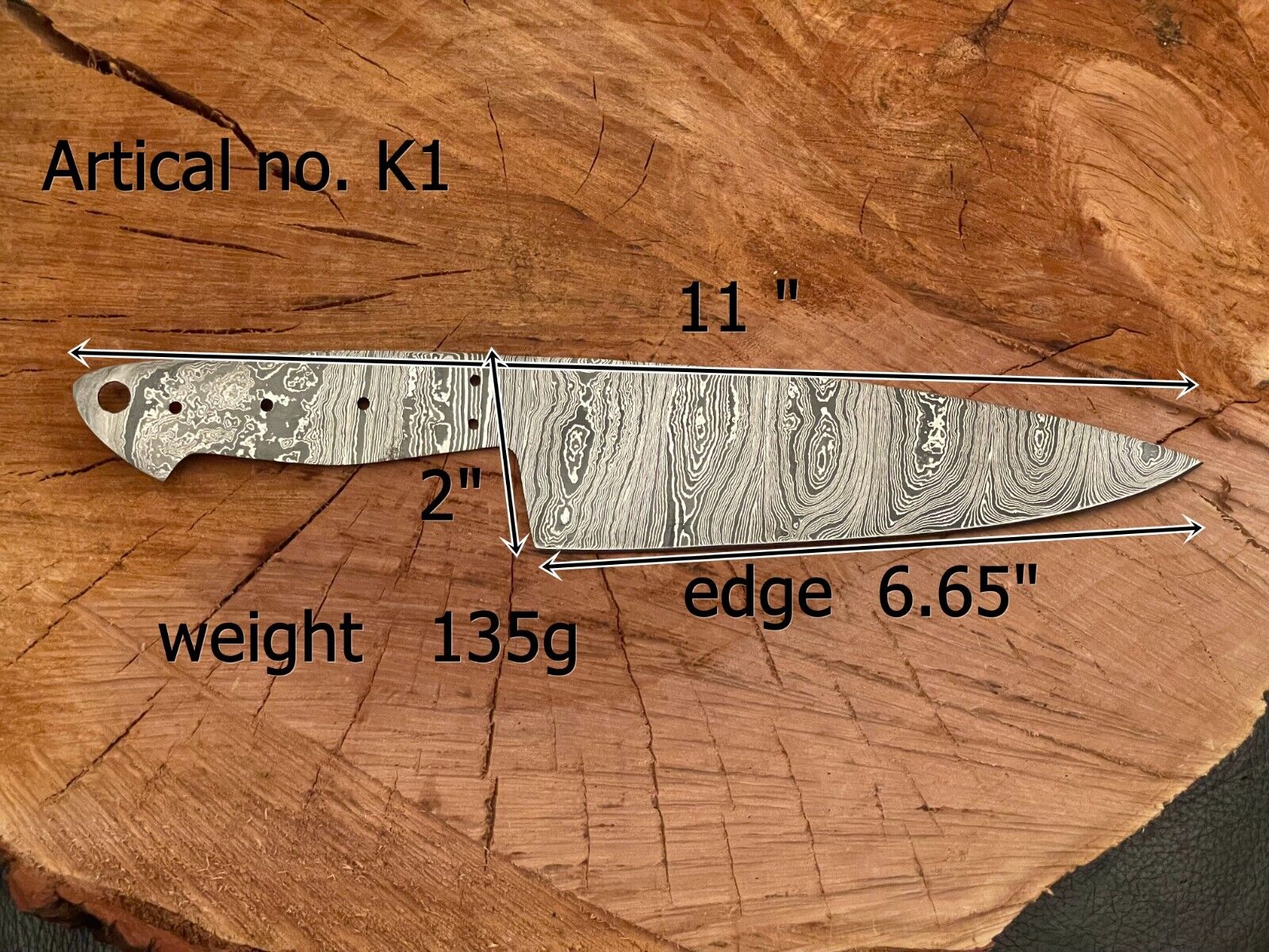 Handmade Kitchen Knife blade Blanks | Damascus Steel | Heat treated | Bread |Che