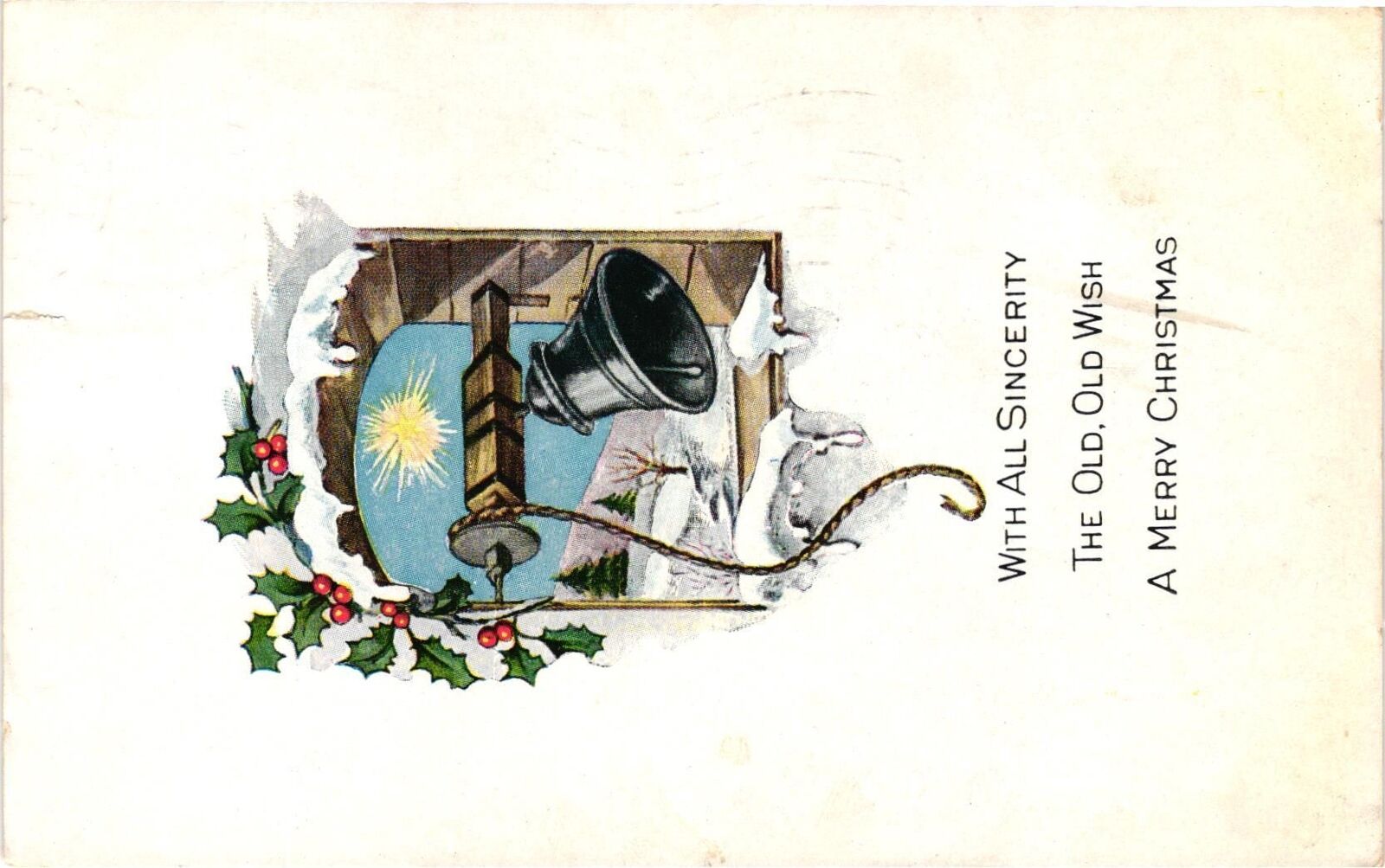 Vintage Postcard- The Old, Old Wish, A Merry Christmas.