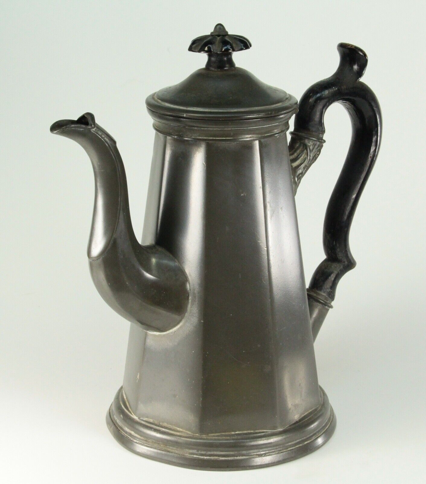 ~ Antique 19th C. Lighthouse Pewter Coffeepot Teapot Marked J.CUTTS Sheffield UK