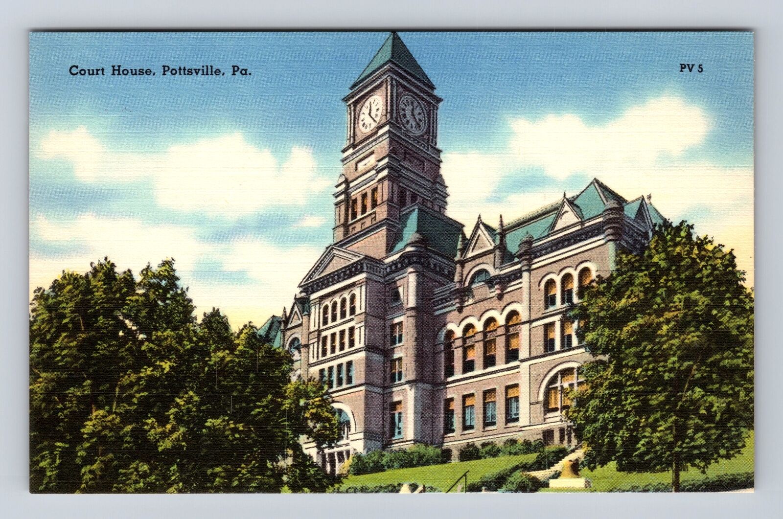 Pottsville PA-Pennsylvania, Courthouse, Antique, Vintage Souvenir Postcard