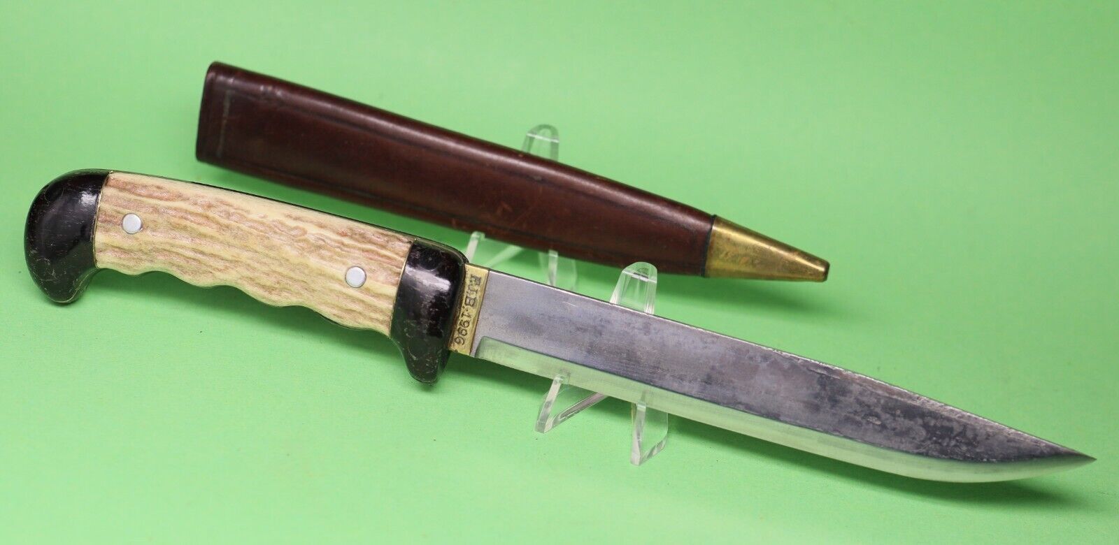 Unidentified Handmade Custom Vintage 1996 Stag Handle Hunting / Combat Knife
