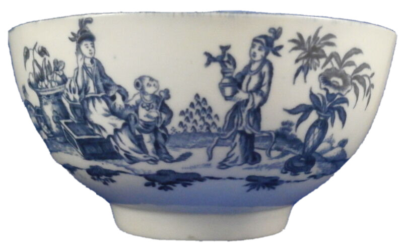 Antique 18thC Worcester Porcelain Chinoiserie Scene Slop Waste Bowl Scenic