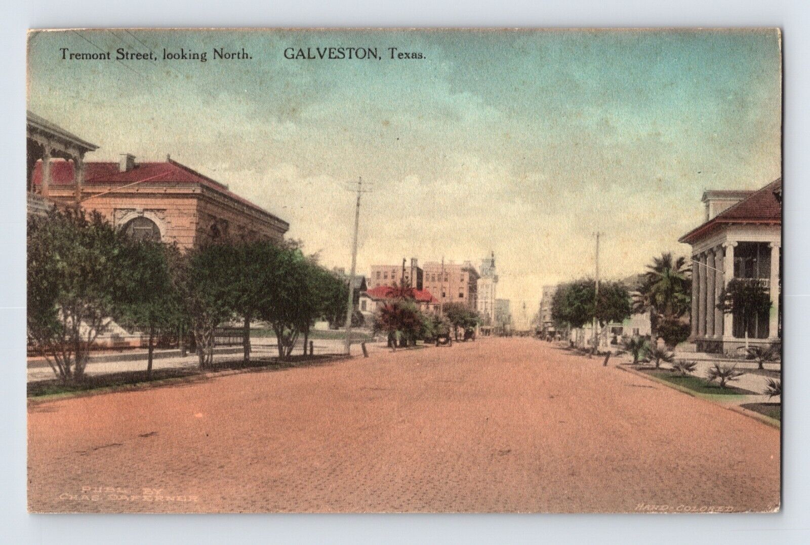 Postcard Texas Galveston TX Tremont Street Hand Colored 1916 Posted Divided Back