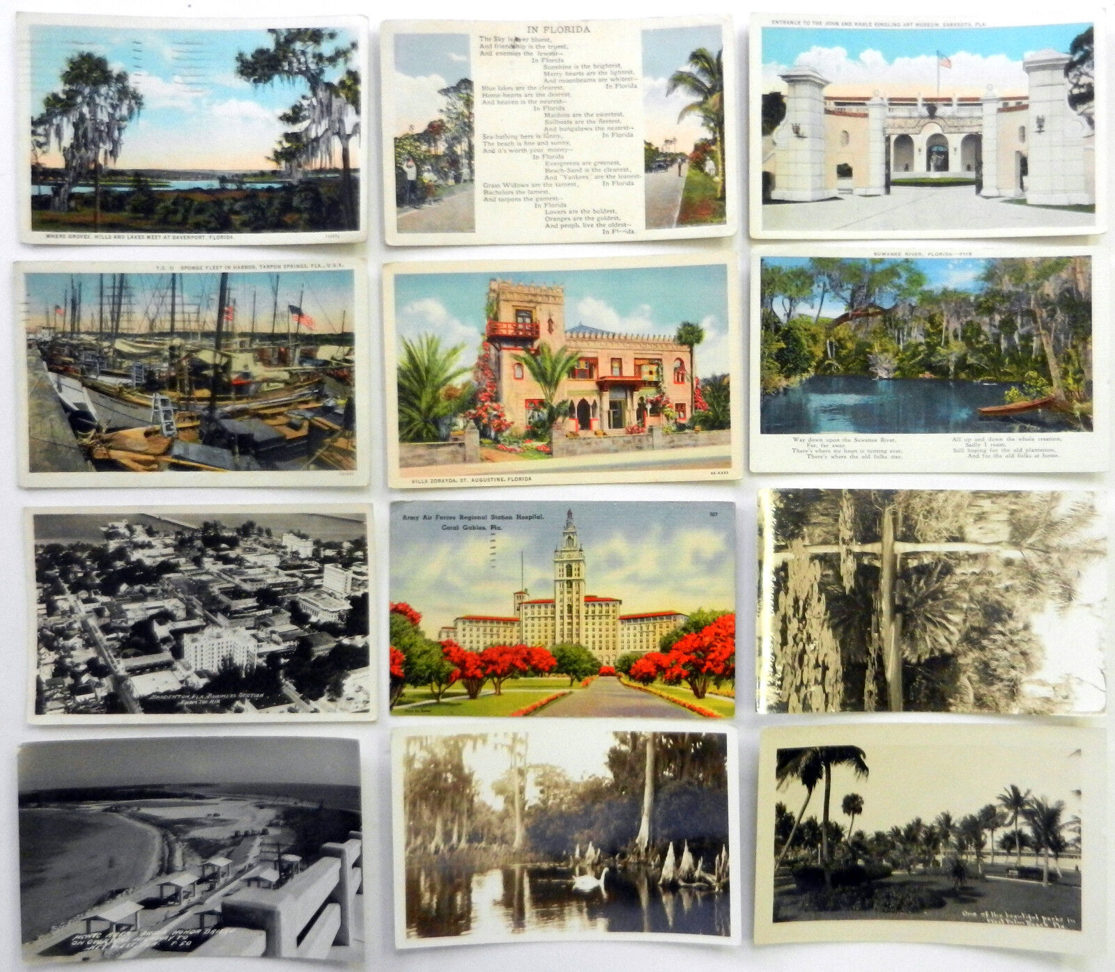 Lot Of 12 Vintage FLORIDA Postcards TRAVEL LOCATION DESTINATION Interest SET#4