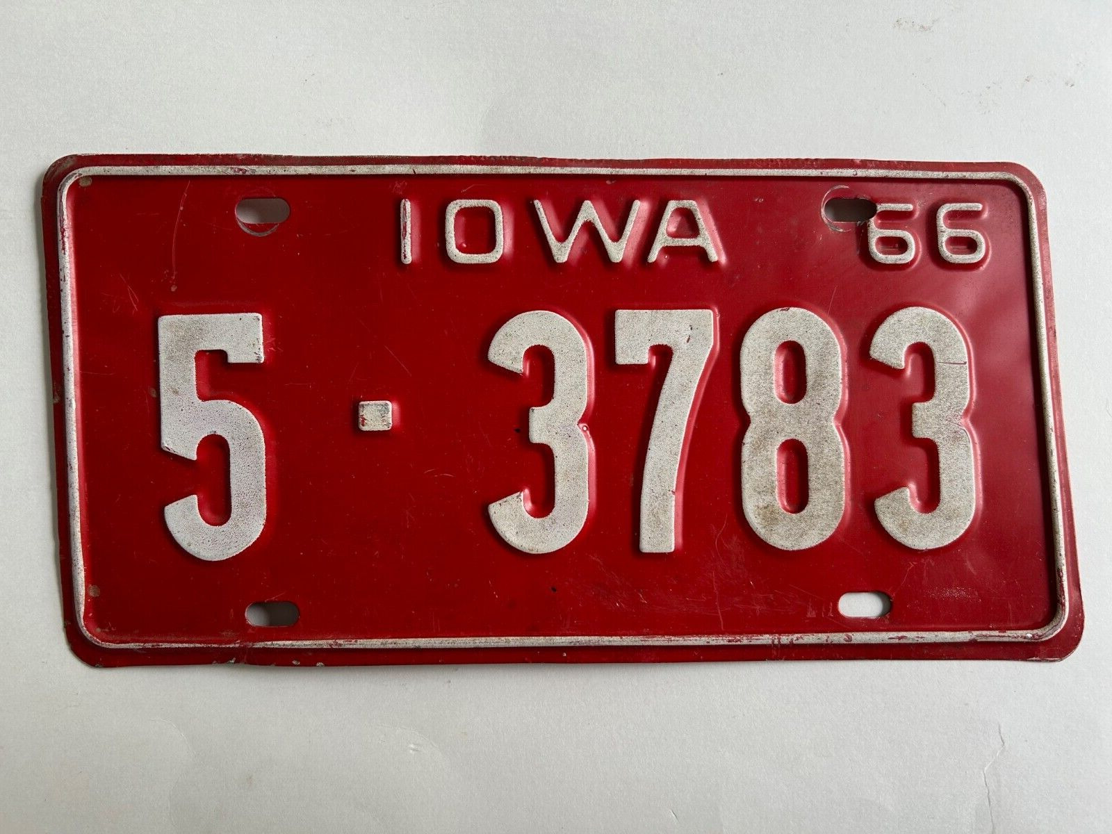 1966 Iowa License Plate County 5 All Original