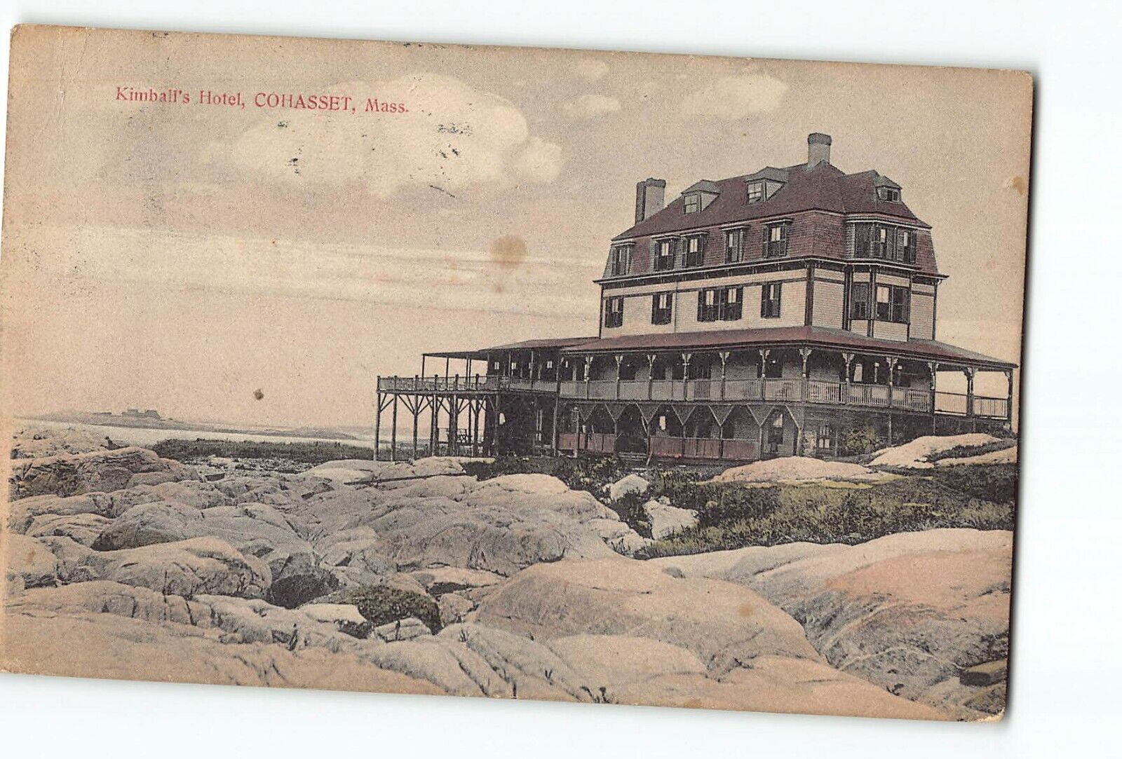 Old Vintage 1910 Postcard of Kimball\'s Hotel COHASSET MA