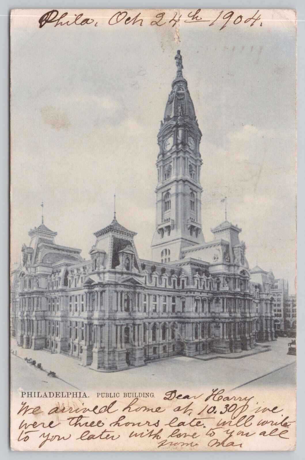 Public Building Philadelphia Pennsylvania PA Vintage Undivided Back Postcard