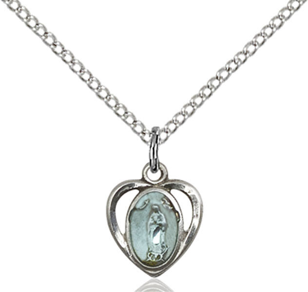 Small 925 Sterling Silver Our Lady Guadalupe Virgin Mary Medal Necklace Pendant